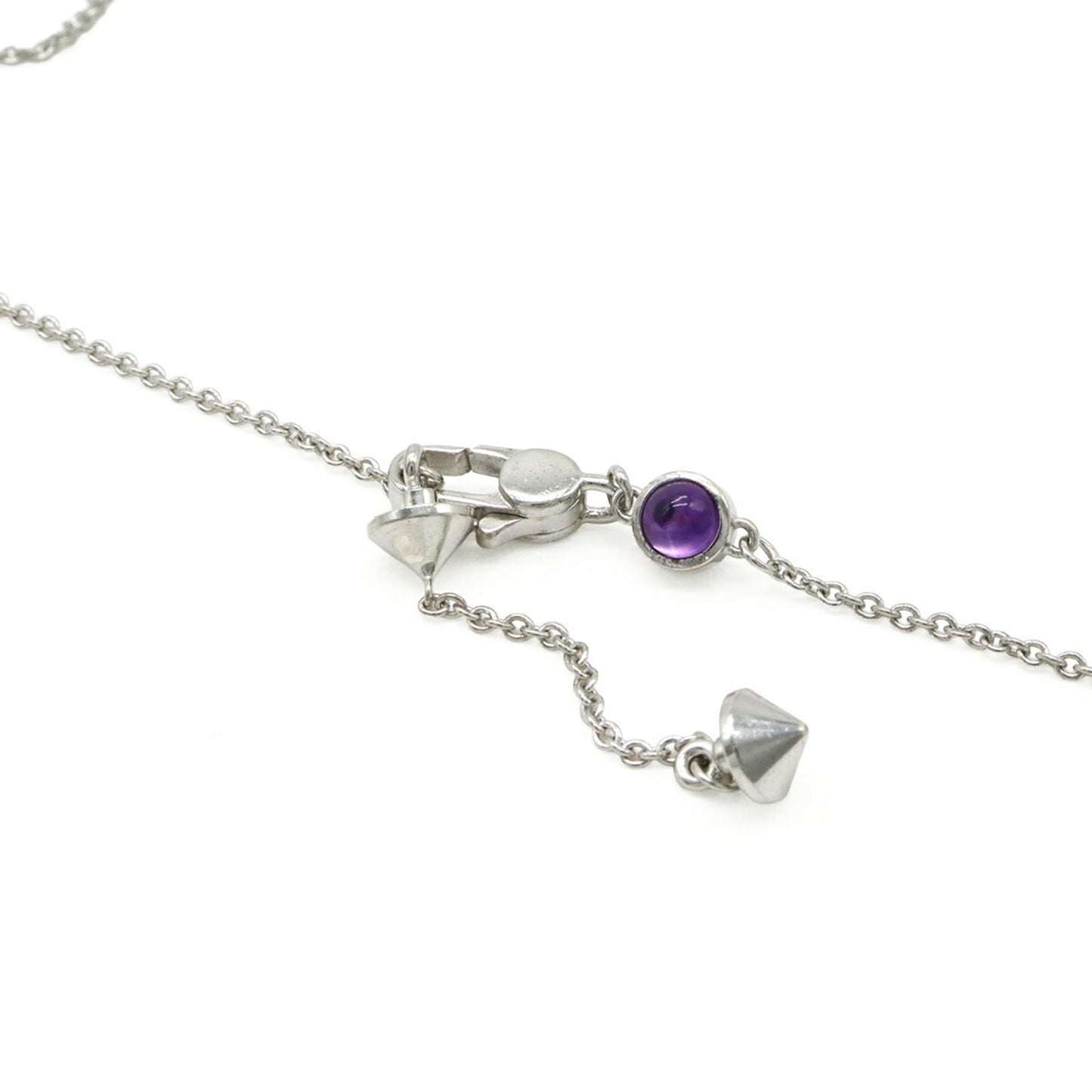 GUCCI Trademark Heart Motif Necklace Pendant in SV925 with Cone Studs and Colored Stones Purple (Product Code: 325871)