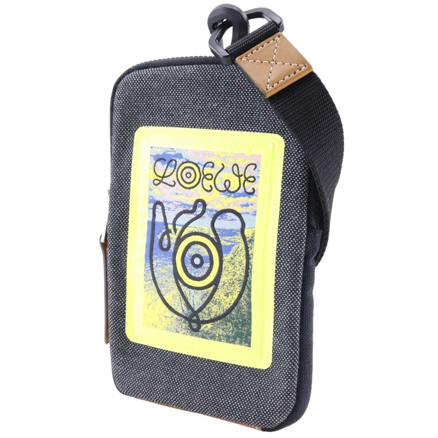 LOEWE Eye Loewe Nature Pouch Neck Phone Canvas Gray/Yellow Men's