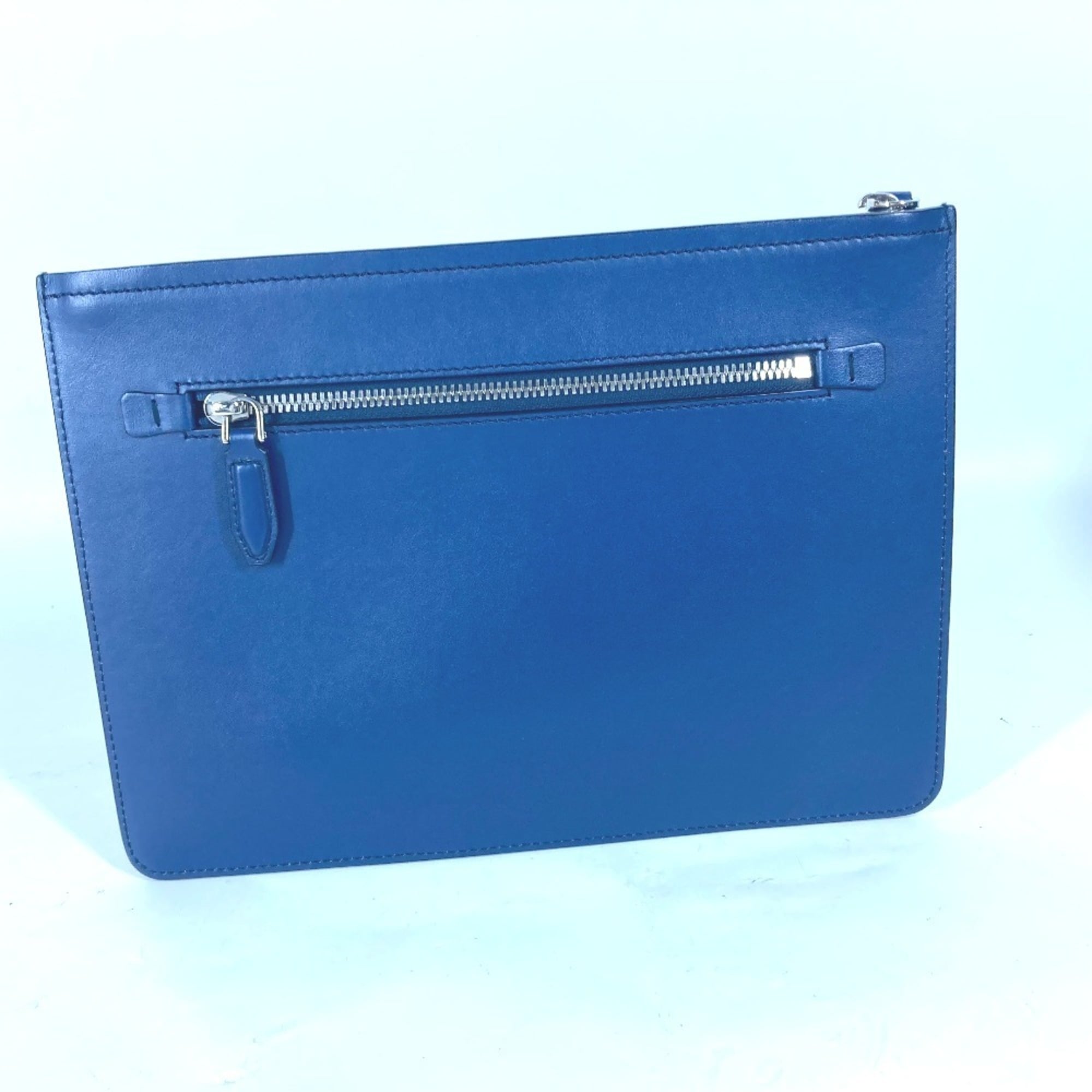 Salvatore Ferragamo Gancini pouch with strap clutch bag leather men's blue — Like New