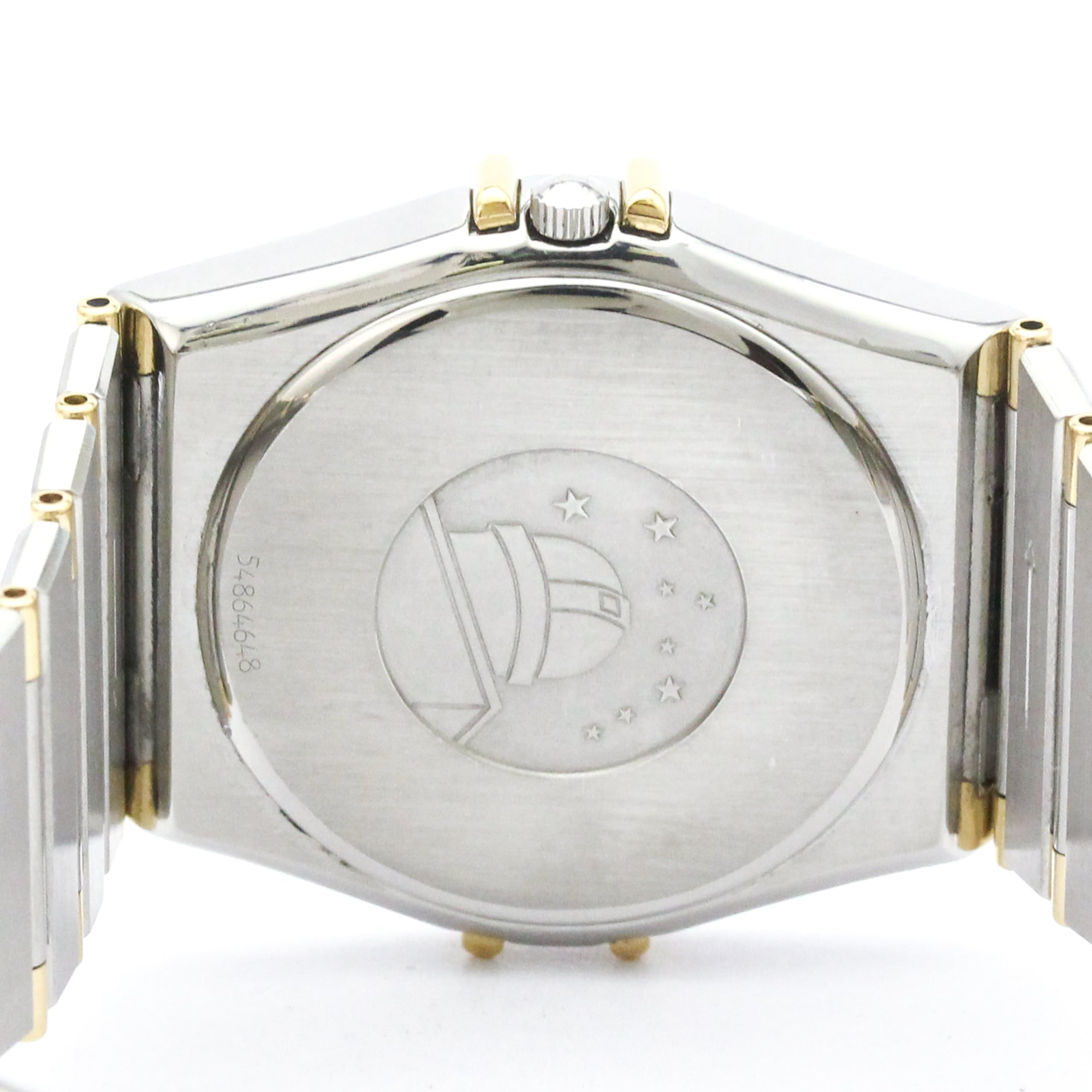 OMEGA Constellation 18K Gold Steel Quartz Mens Watch 396.1080 Polished — Very Good