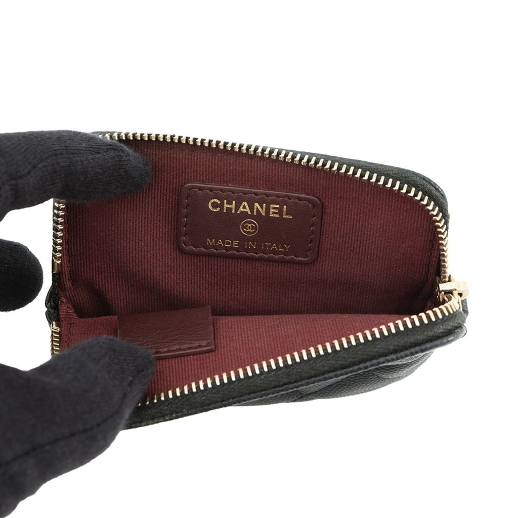Chanel Coin Case Matelasse Coco Mark Caviar Leather AP2061 CHANEL Wallet Purse Black