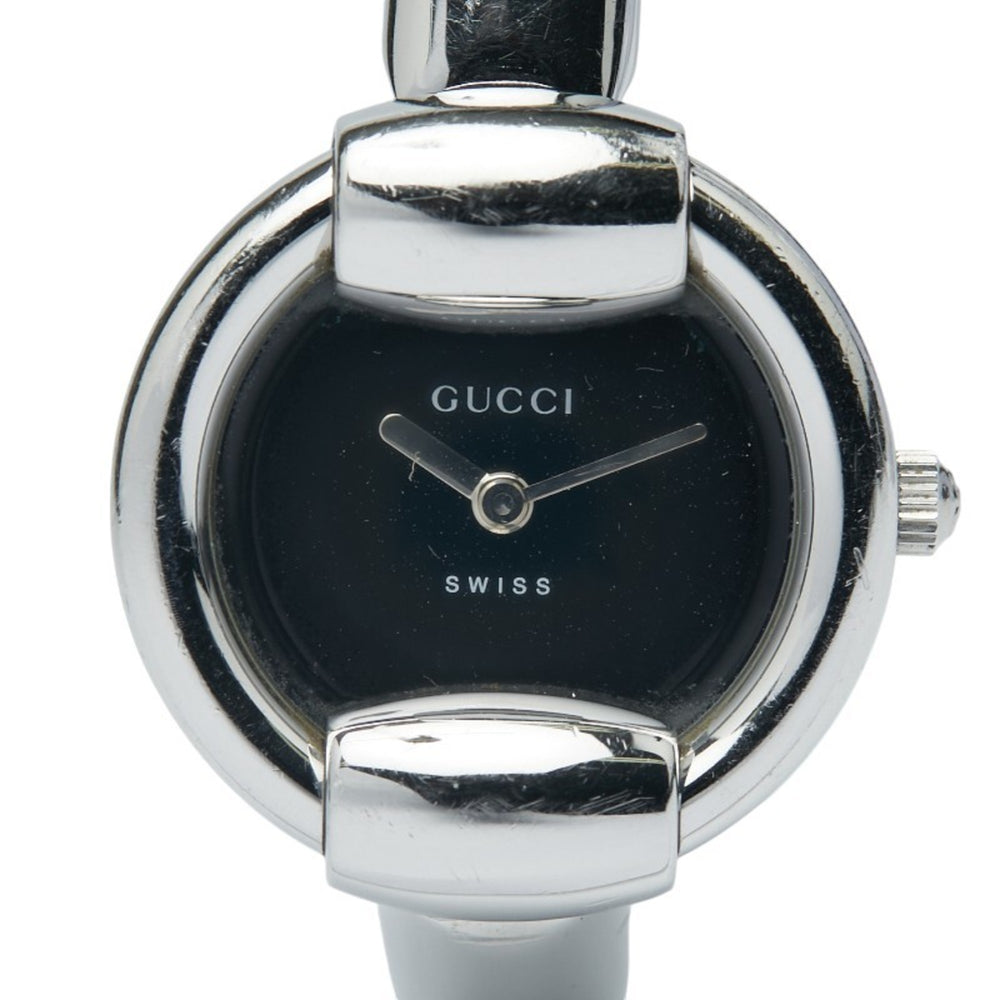Gucci Bangle Watch, 1400L Quartz Movement, Black Dial, Stainless Steel, Women's, GUCCI — Good