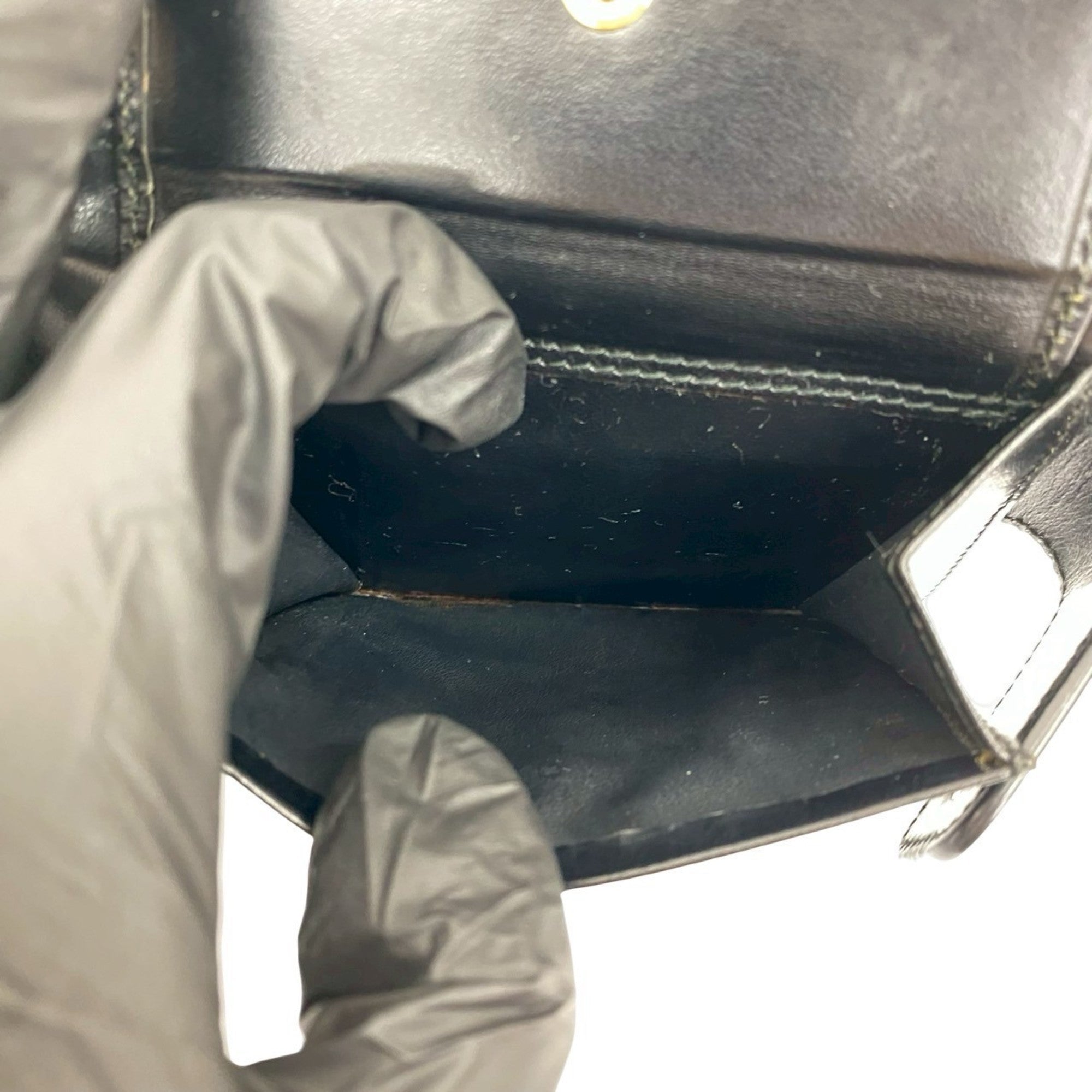 CELINE Vintage Macadam Blason Triomphe Leather Bi-fold Mini Wallet in Black and Brown (36494)