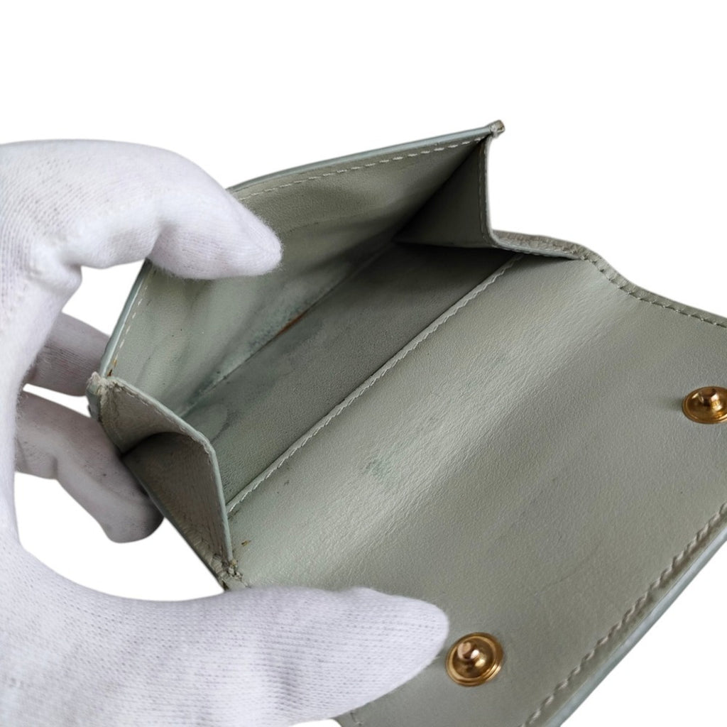 CELINE Folded Compact Wallet, Leather Tri-fold Gray, Women's