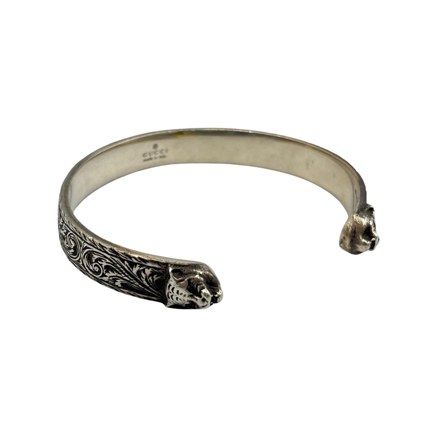Gucci Interlocking Cat Head/Tiger Head Bangle in Sterling Silver for Men