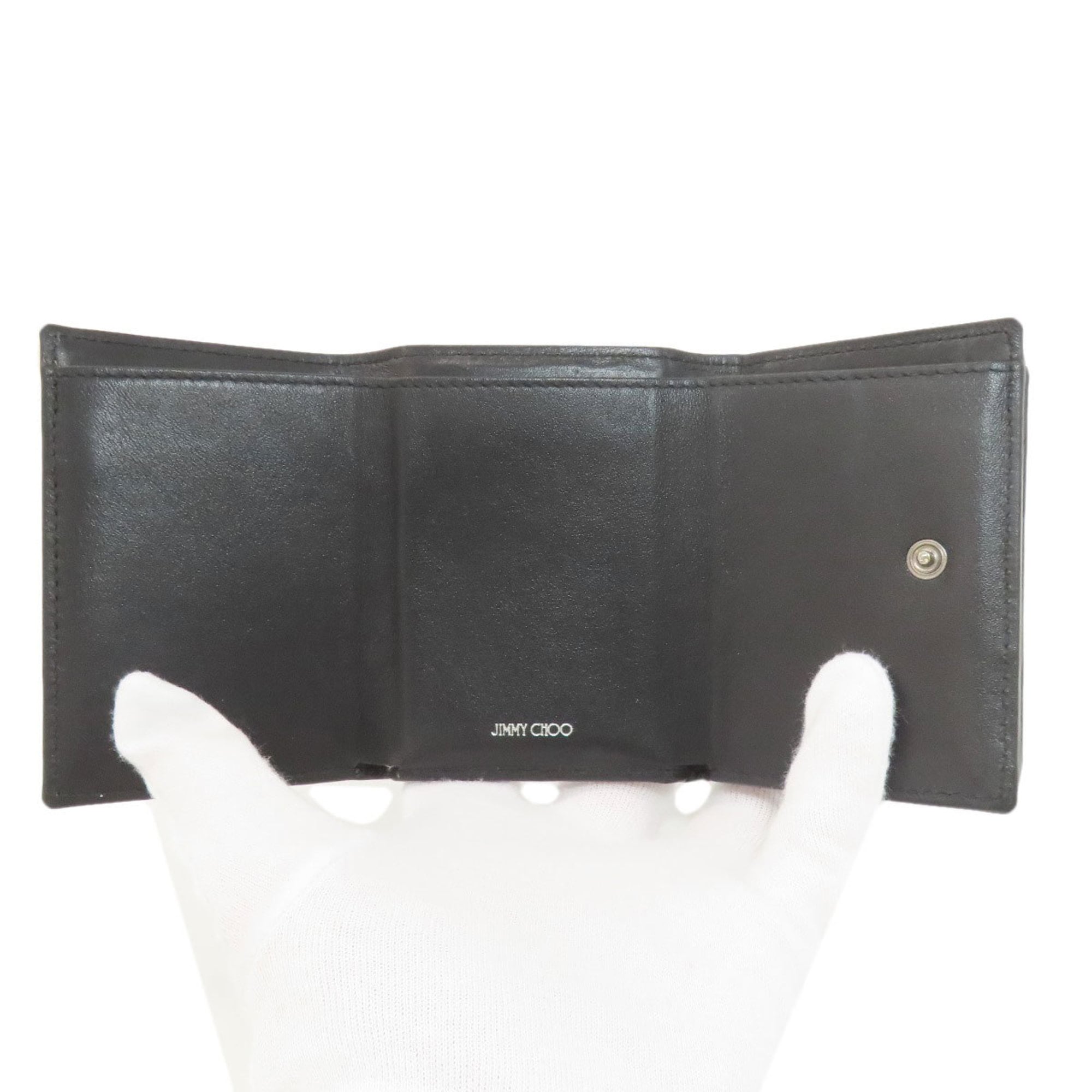 Jimmy Choo logo tri-fold wallet, bi-fold leather, women's