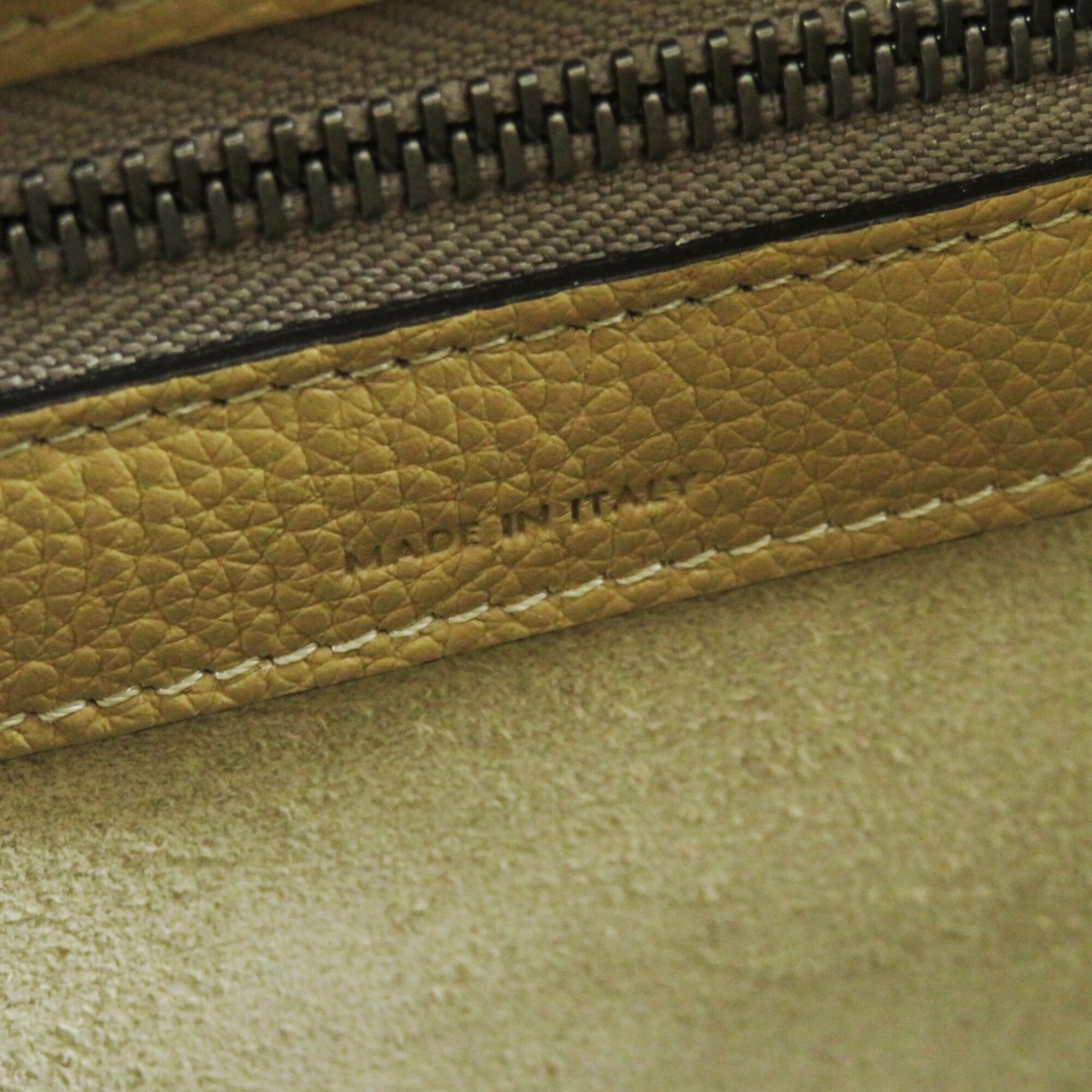 CELINE 18979 Luggage Micro Shopper Dune (Beige) Drummed Calfskin Handbag, Made in Italy, Women's — Like New