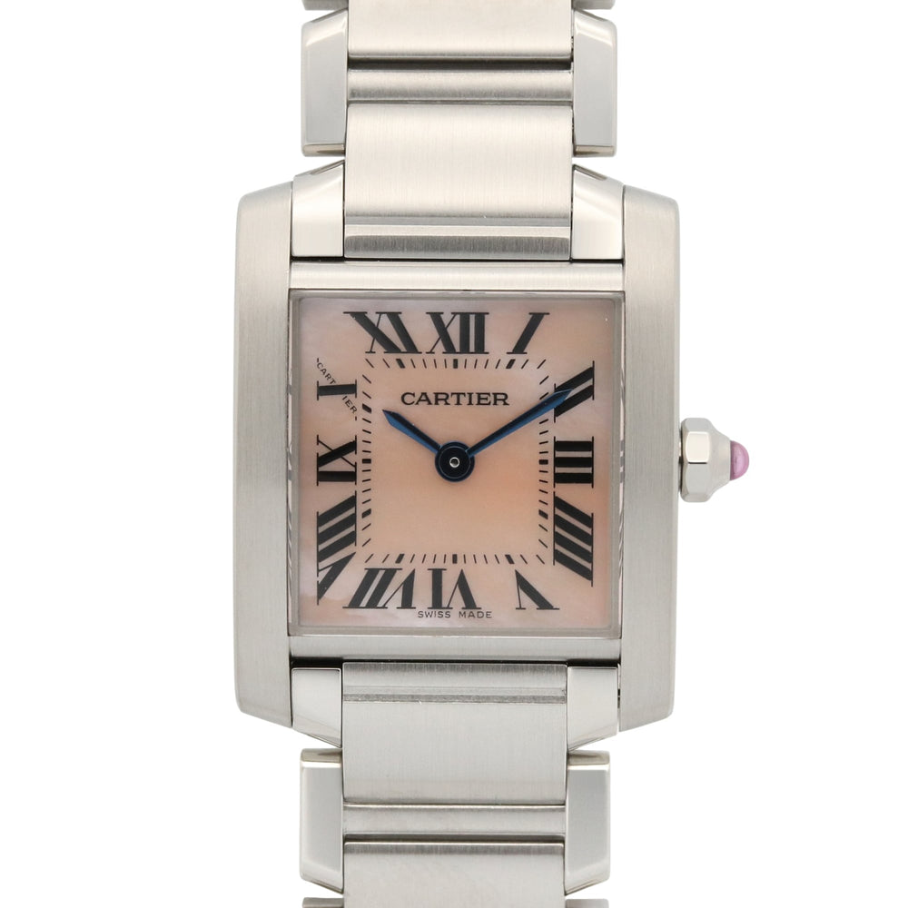 Cartier Tank Française SM Watch, Stainless Steel, Ladies, Pink/Pink Shell, W51028Q3 — Very Good