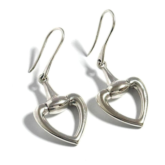 Gucci Women's Horsebit Heart Earrings Hook Silver