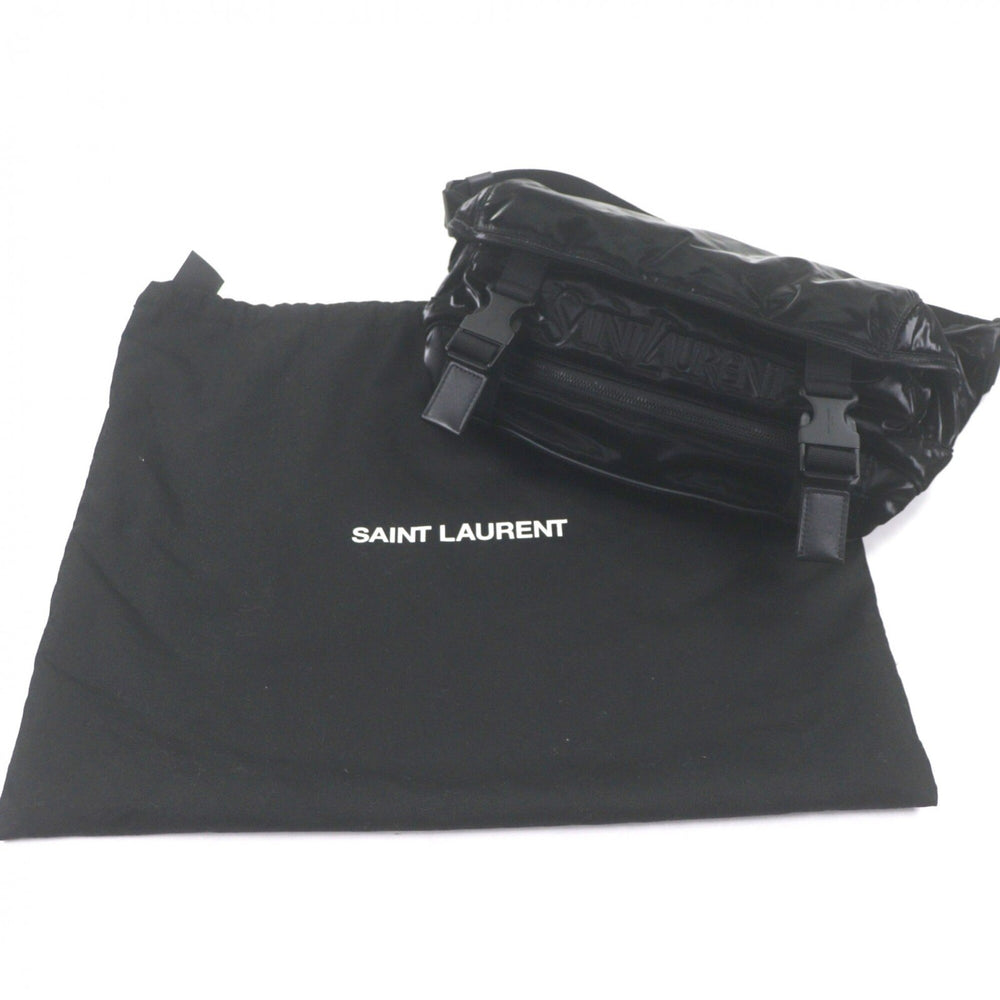 SAINT LAURENT 758258 Nylon Embroidered Body Bag, Black, with Dust Made in Italy, Men's — Like New