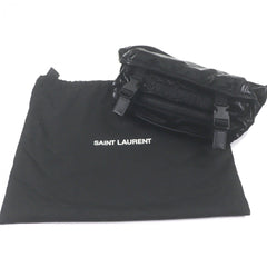 SAINT LAURENT 758258 Nylon Embroidered Body Bag, Black, with Dust Made in Italy, Men's — Like New