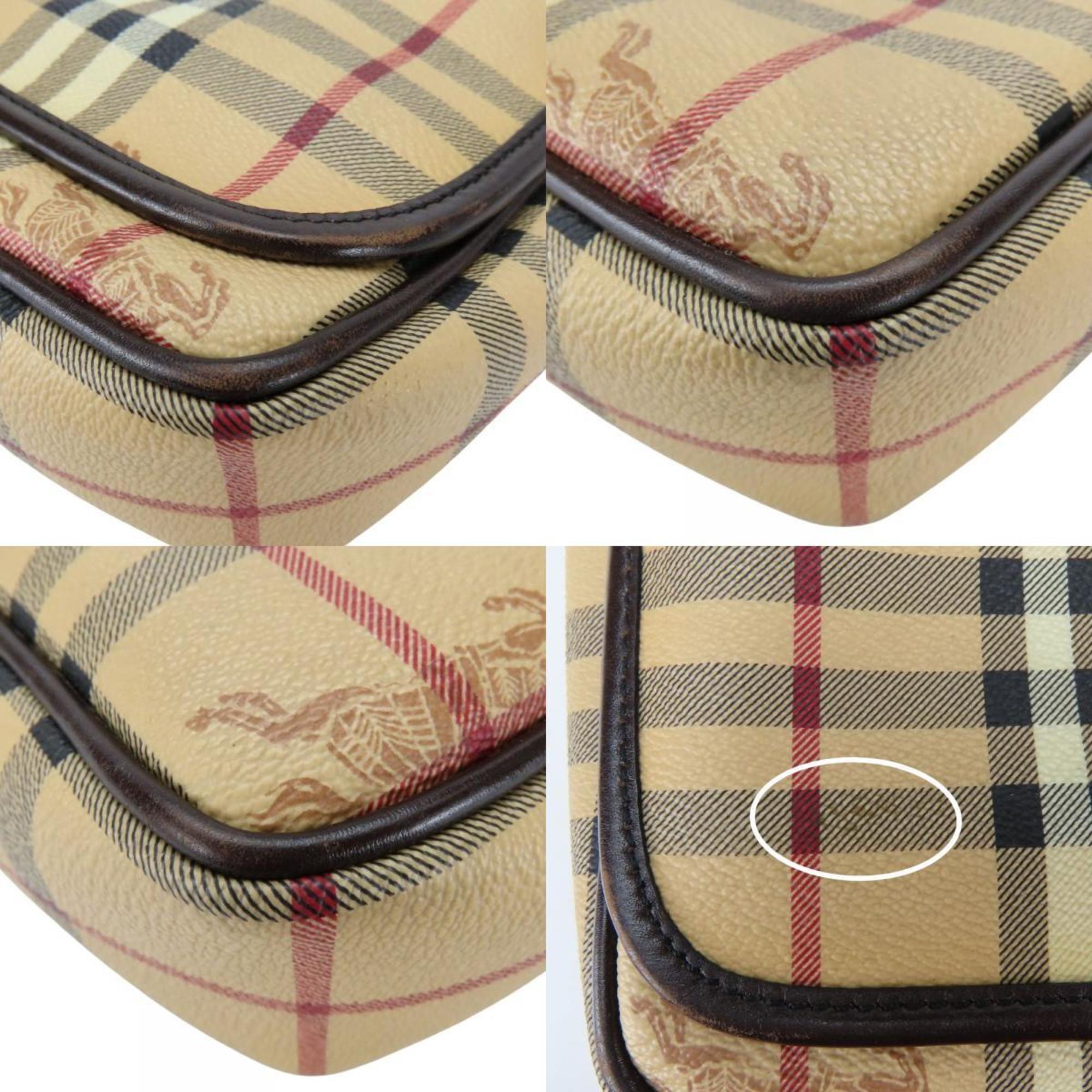 Burberry Shoulder Bag Leather Beige Brown Nova Check Women's BURBERRY