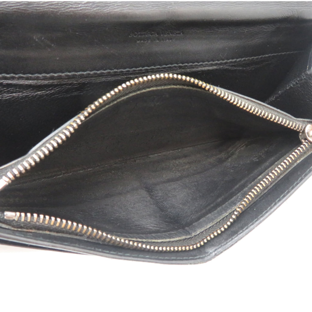 Bottega Veneta Intrecciato Bifold Men's Long Wallet 156819 Leather Black