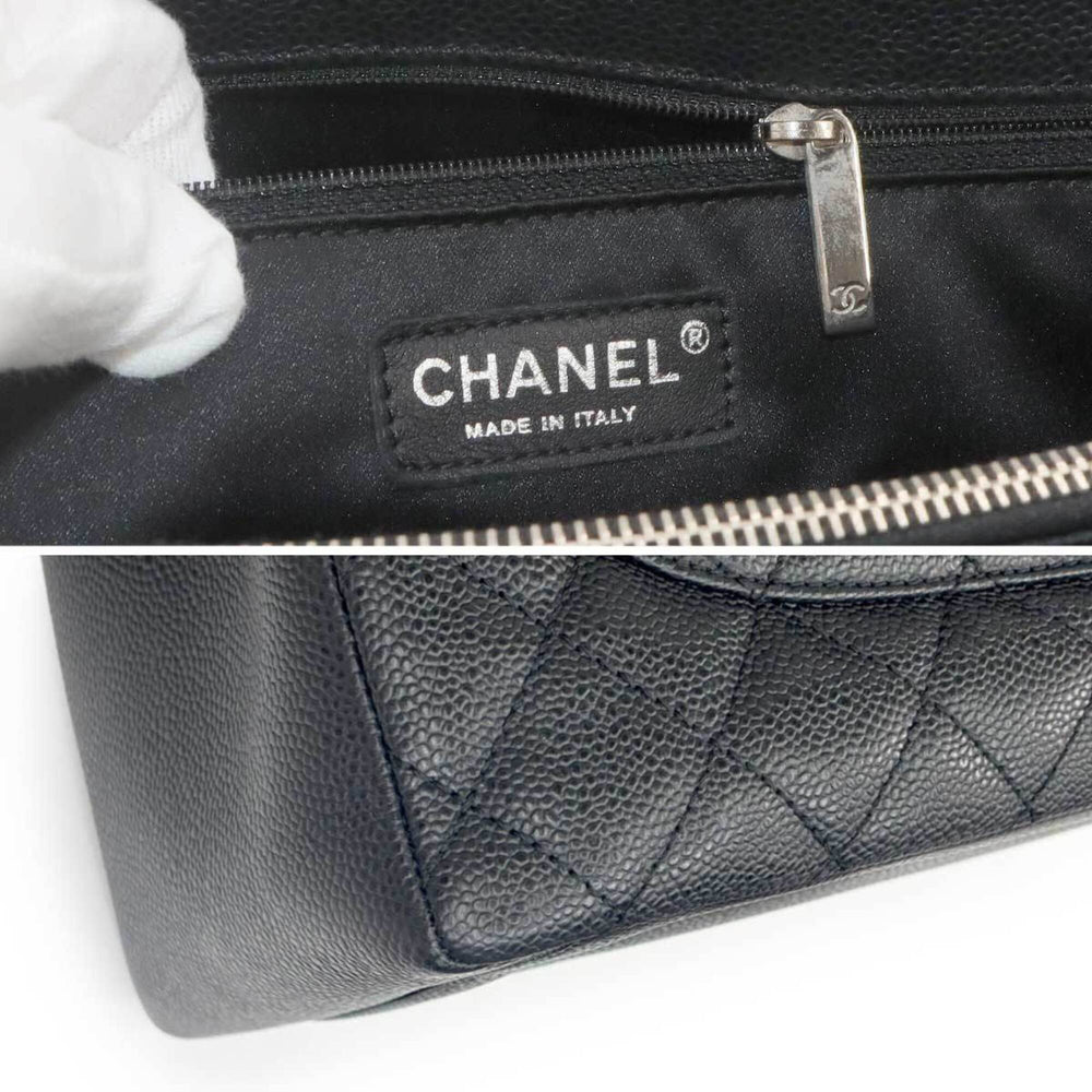 Chanel Matelasse Grand Chain Tote Handbag GST Caviar Leather Black A50995 — Like New