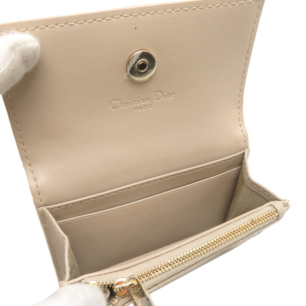 Christian Dior Glycine Women's Wallet/Coin Case S0966ONMJ M51U Lamb Beige