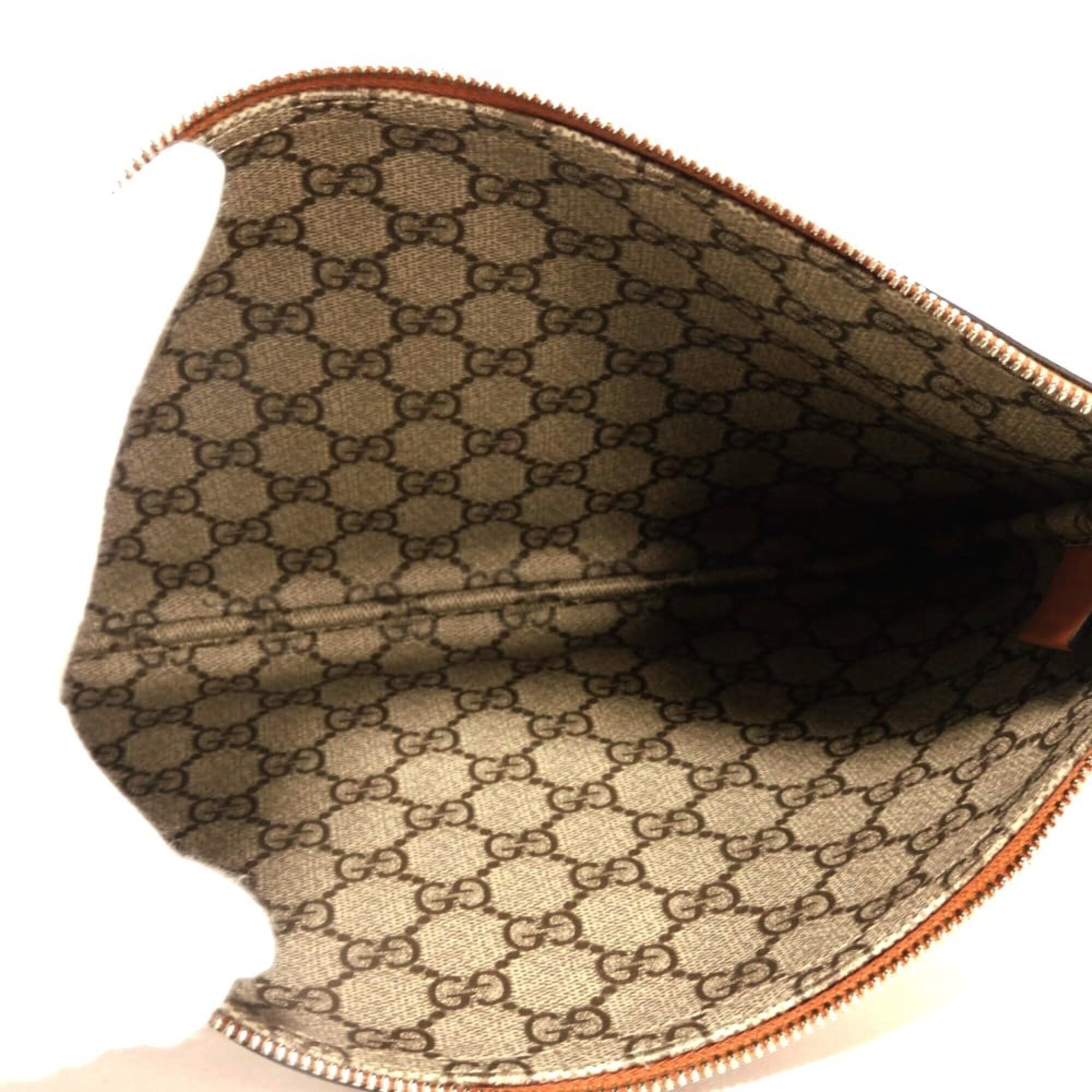Gucci GUCCI Clutch Bag Logo Print Pouch Canvas Brown GG Supreme Cotton Linen Natural 777165 FACUL 8451 Men's Women's — Like New