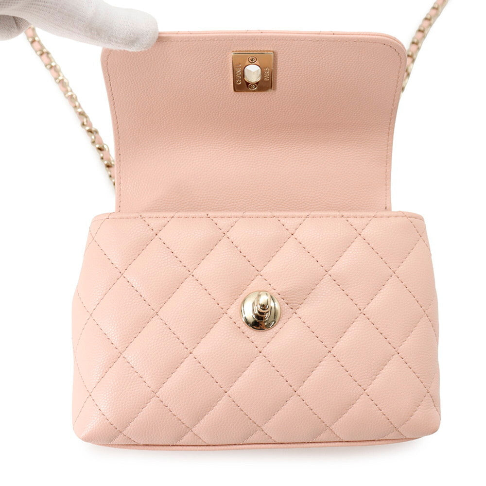 Chanel Matelassé Mini Handbag with Coco Handle, Caviar Skin, AP4244, 2-way Chain Shoulder Bag, for Women, CHANEL — Like New