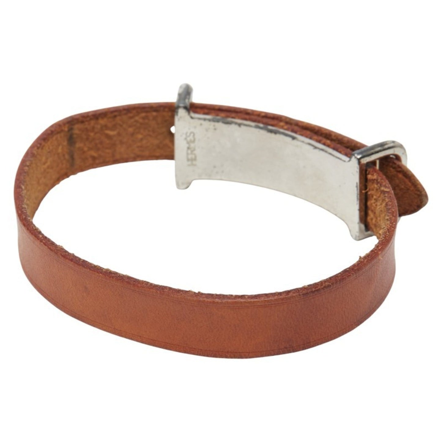 Hermès Api II Bracelet, Brown, Silver Hardware, Leather, Metal, Women's, HERMES
