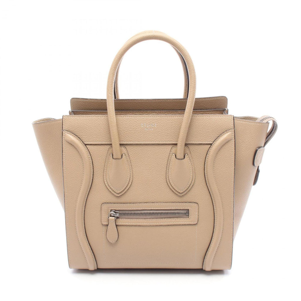 Celine Luggage Micro Shopper Tote Bag, Leather, Women's, Beige