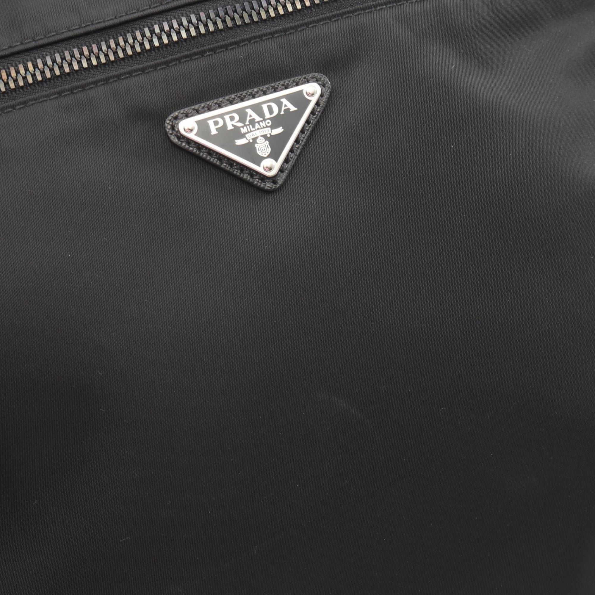 Prada TESSUTO SAFFI Shoulder Bag in Nylon and Saffiano Leather, Black