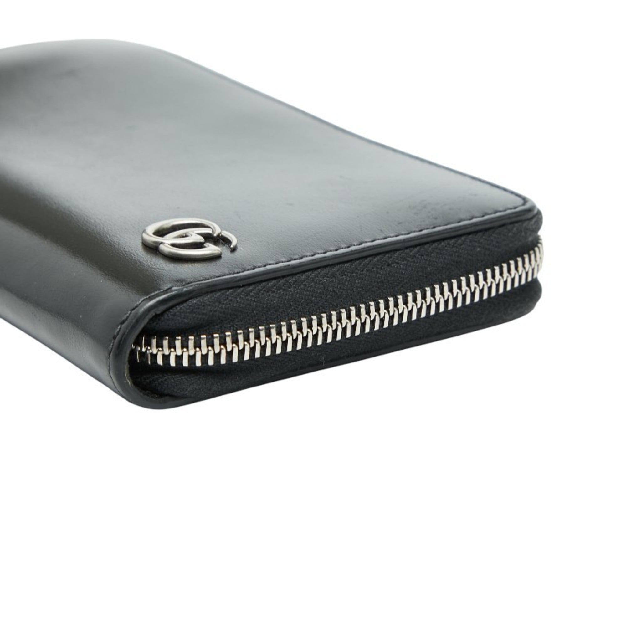 Gucci GG Marmont Zip-Around Long Wallet 428736 Black Leather Women's GUCCI