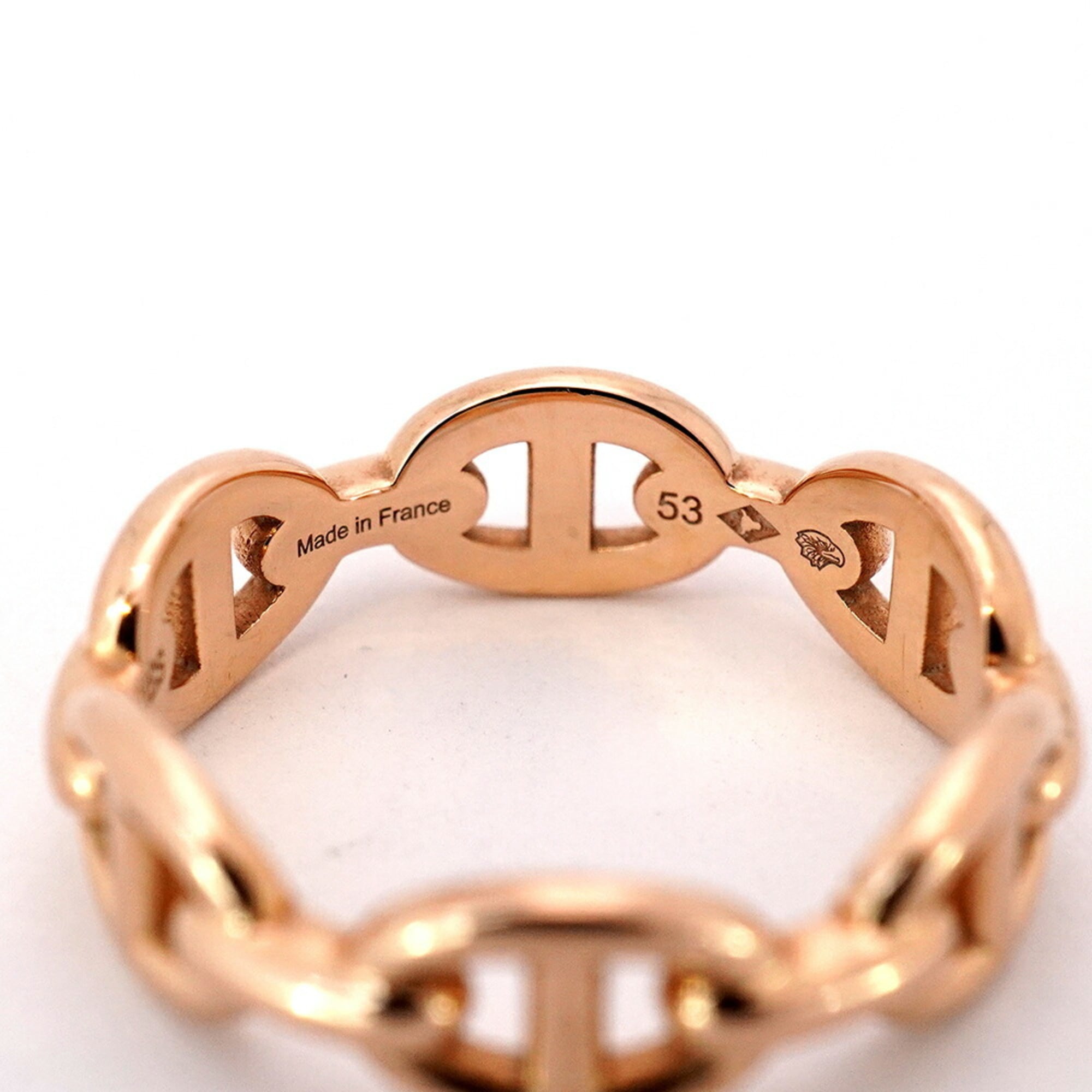 Hermes Hermès Enchaine Chaine d'Ancre Ring, 18KPG Pink Gold, #53, Women's