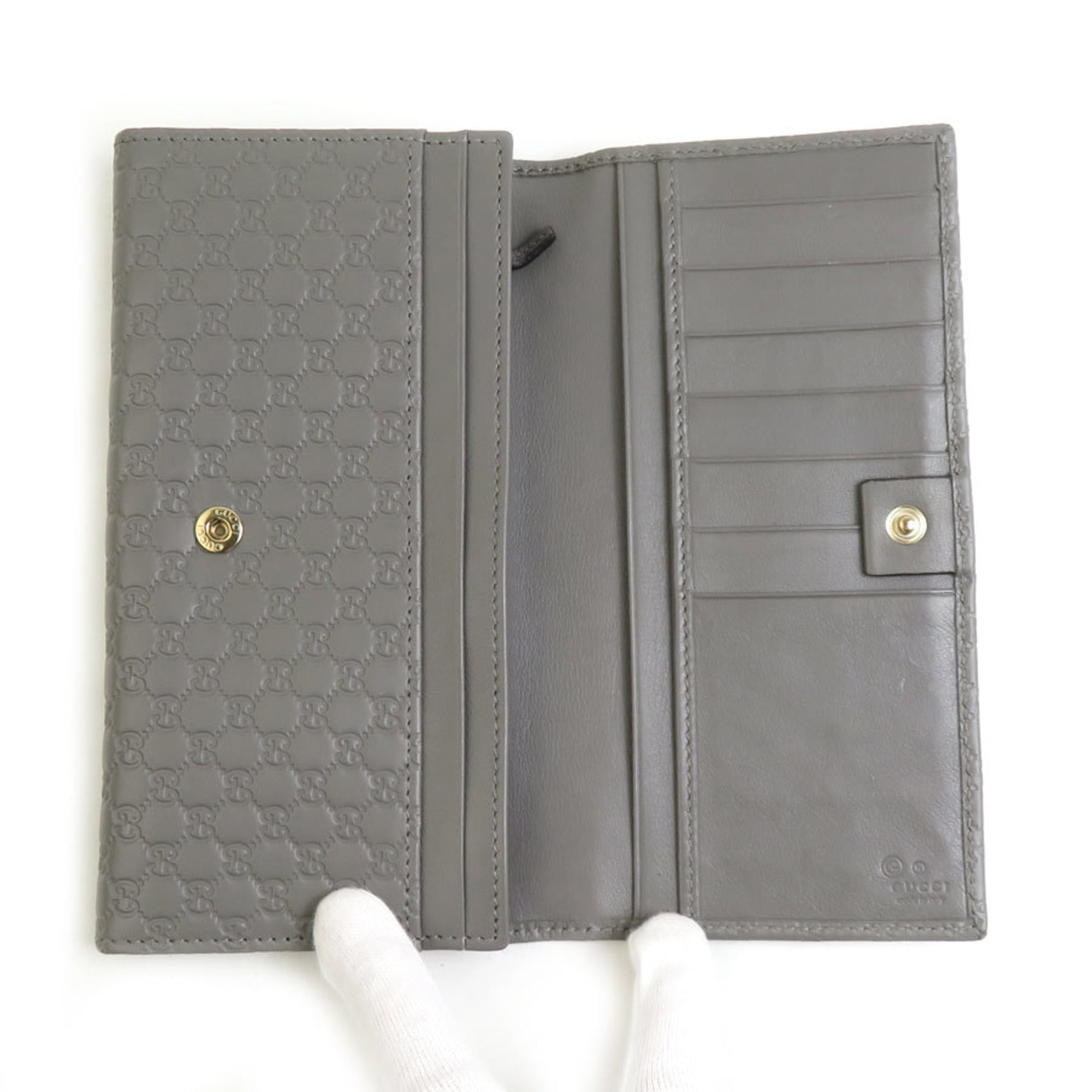 Gucci Micro Guccissima Leather Long Wallet, Gray, Unisex, 449396, H31886J