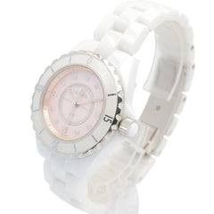 Chanel J12 12-Diamond Watch, Ceramic, Diamond, Ladies, Pink Tone, Shell, H5513 — Very Good