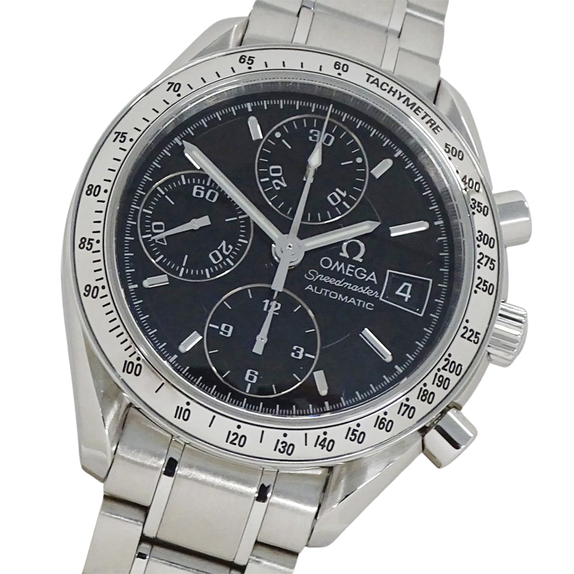 Omega Speedmaster 3513.50 Men's Watch, Brand Name, Date, Chronograph, Automatic, Stainless Steel (SS), Silver, Black — Good