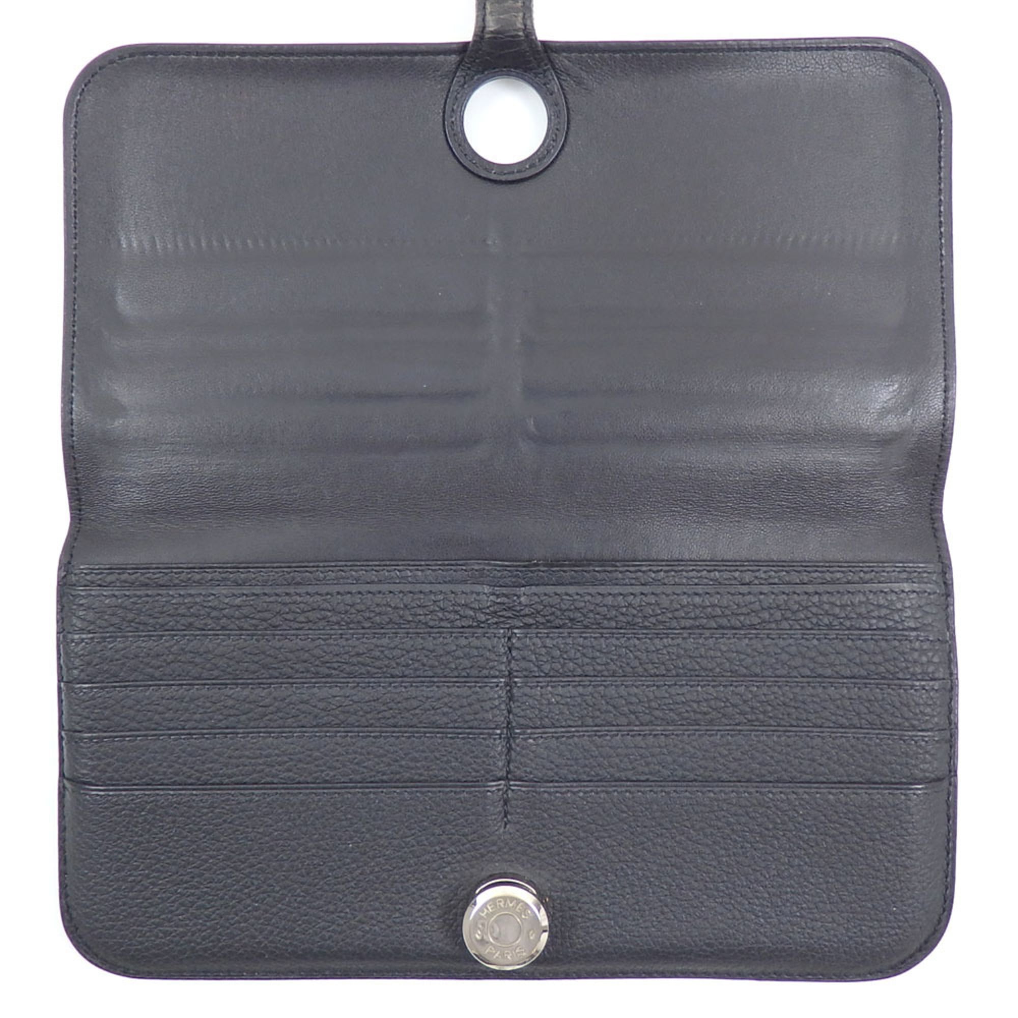 Hermes Hermès Dogon Long Bifold Wallet in Noir Black with Togo T Stamp, Made 2015, Leather, for Men and Women