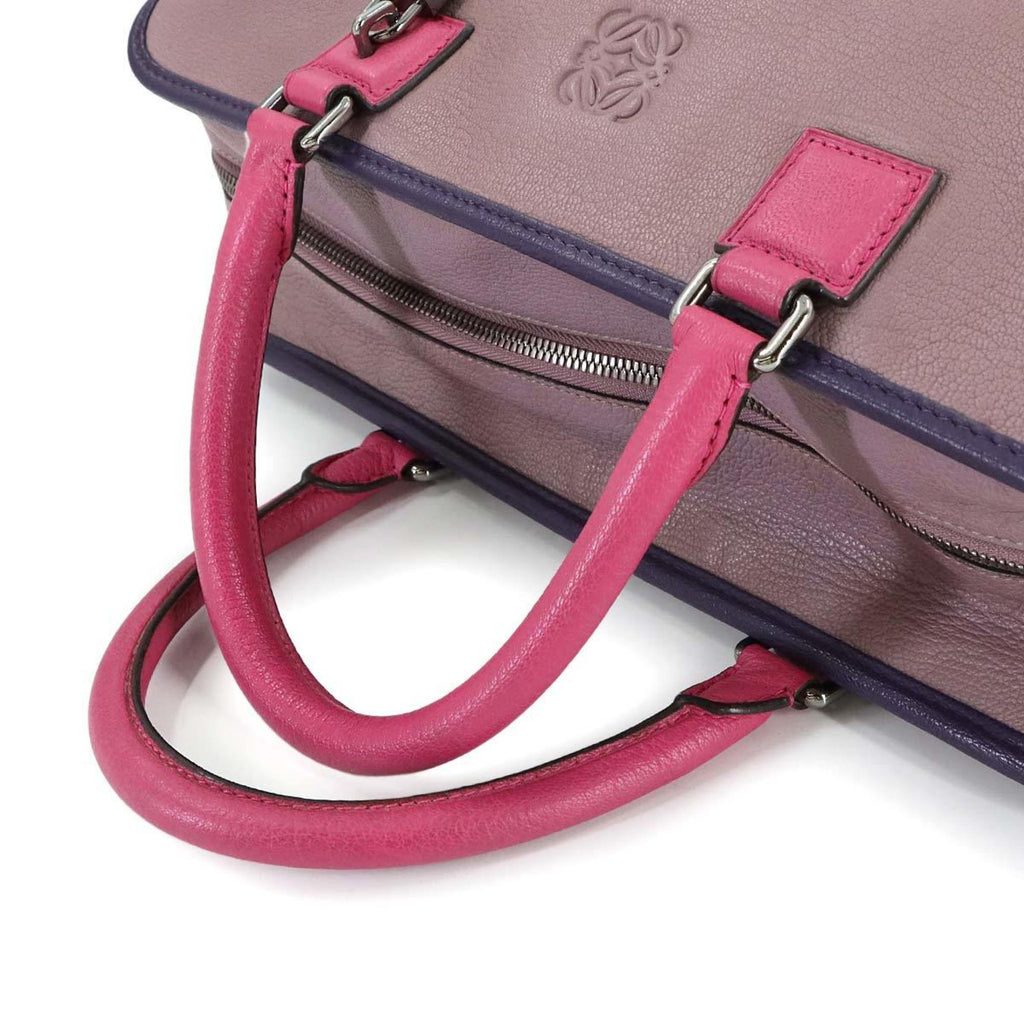 LOEWE Amazona 36 Handbag in Pink and Purple Leather with Silver Hardware (Product Code: 352.35AA22)