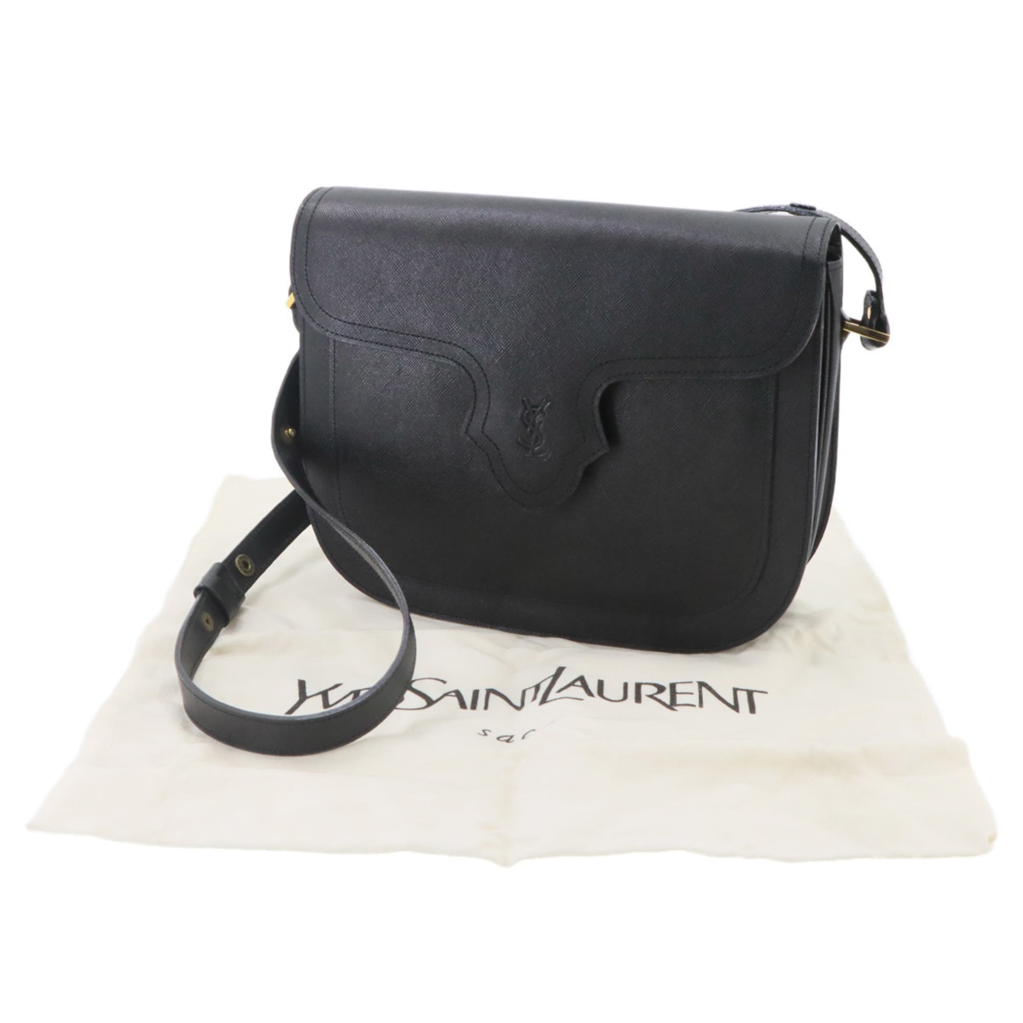 Yves Saint Laurent Shoulder Handbag, Leather, Black, Gold Hardware — Like New