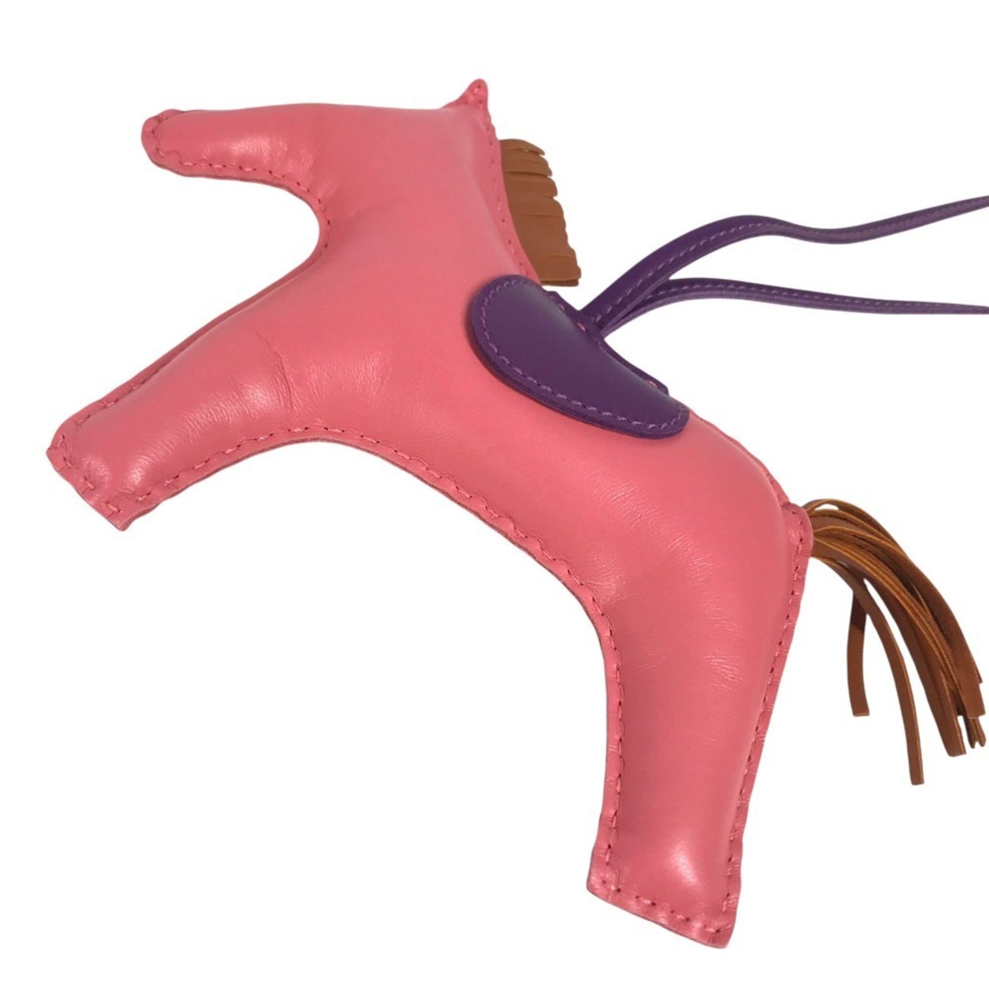 HERMES Rodeo GM Bag Charm, Horse Cheval Anjou Milo, Women's, Pink — Like New