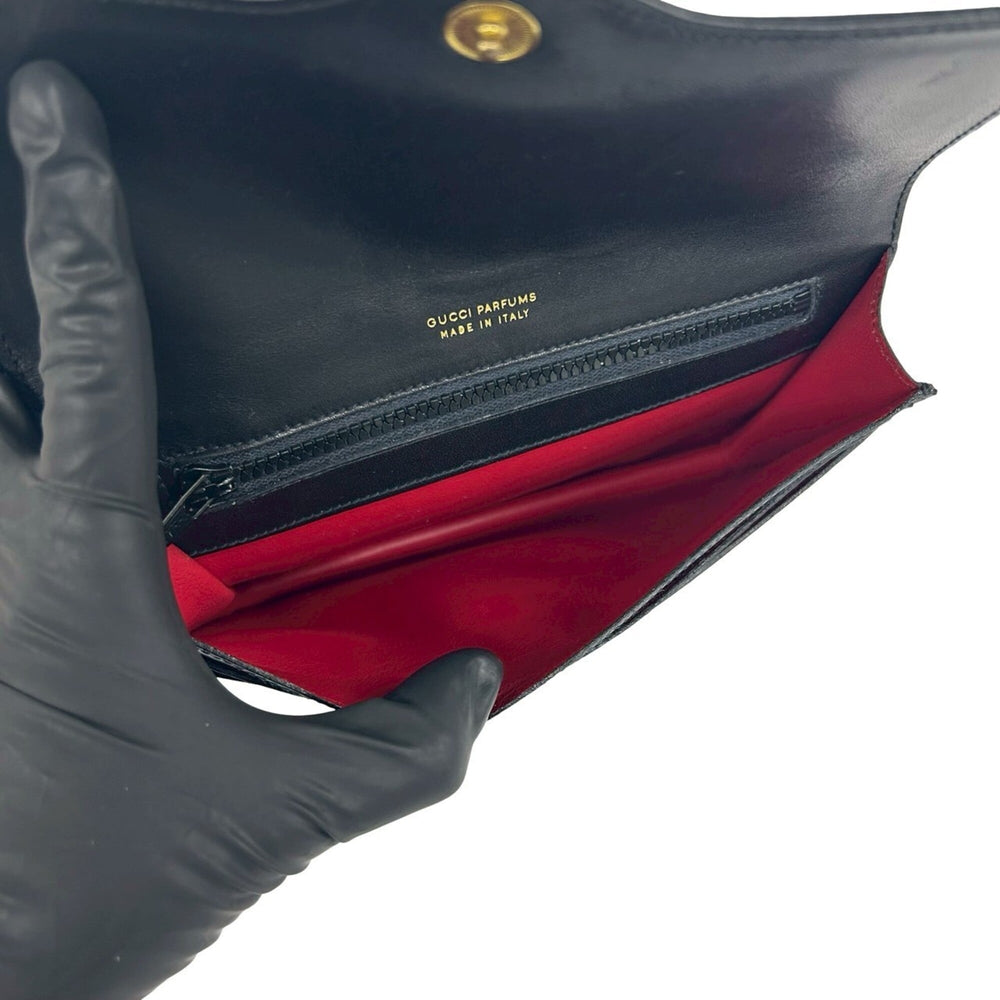 GUCCI Vintage GG Logo Hardware Sherry Line Canvas Leather Pouch Black 79409 — Like New