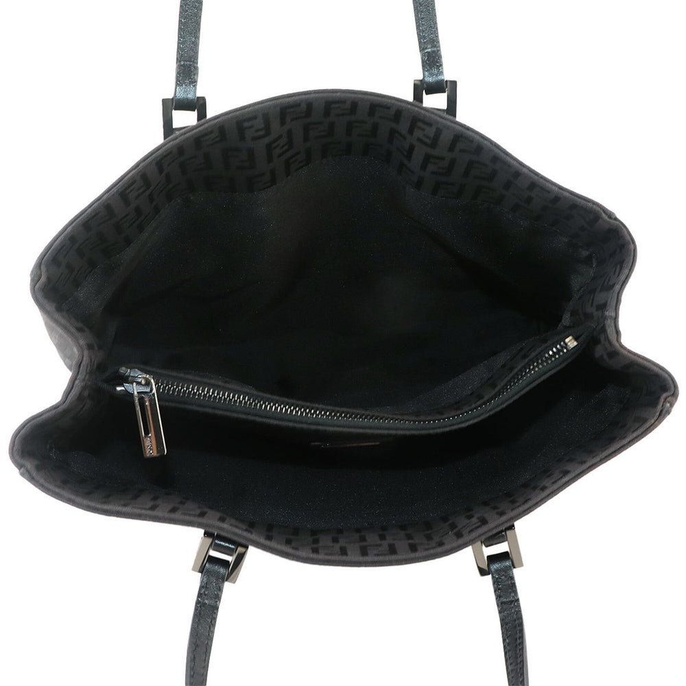 Fendi Zucchino Tote Handbag, Canvas and Leather, Black, 8BH133, Gunmetal Hardware — Like New