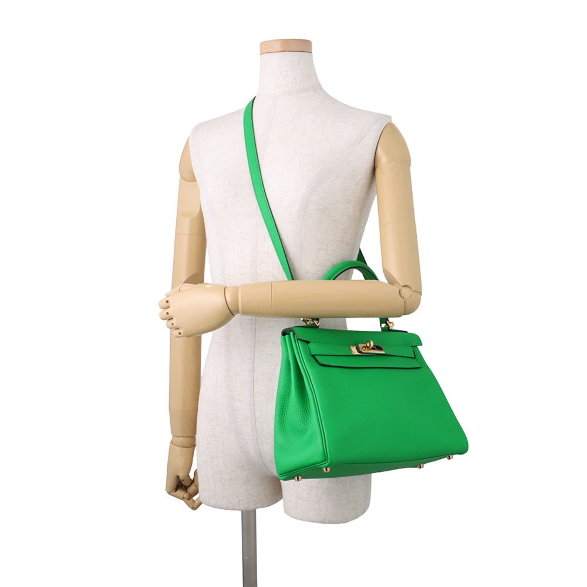 Hermes Kelly 28 Handbag, Inside Stitching, Bamboo, Togo Leather, U Stamp, HERMES 2-way Bag, Kelly, Women's — Like New