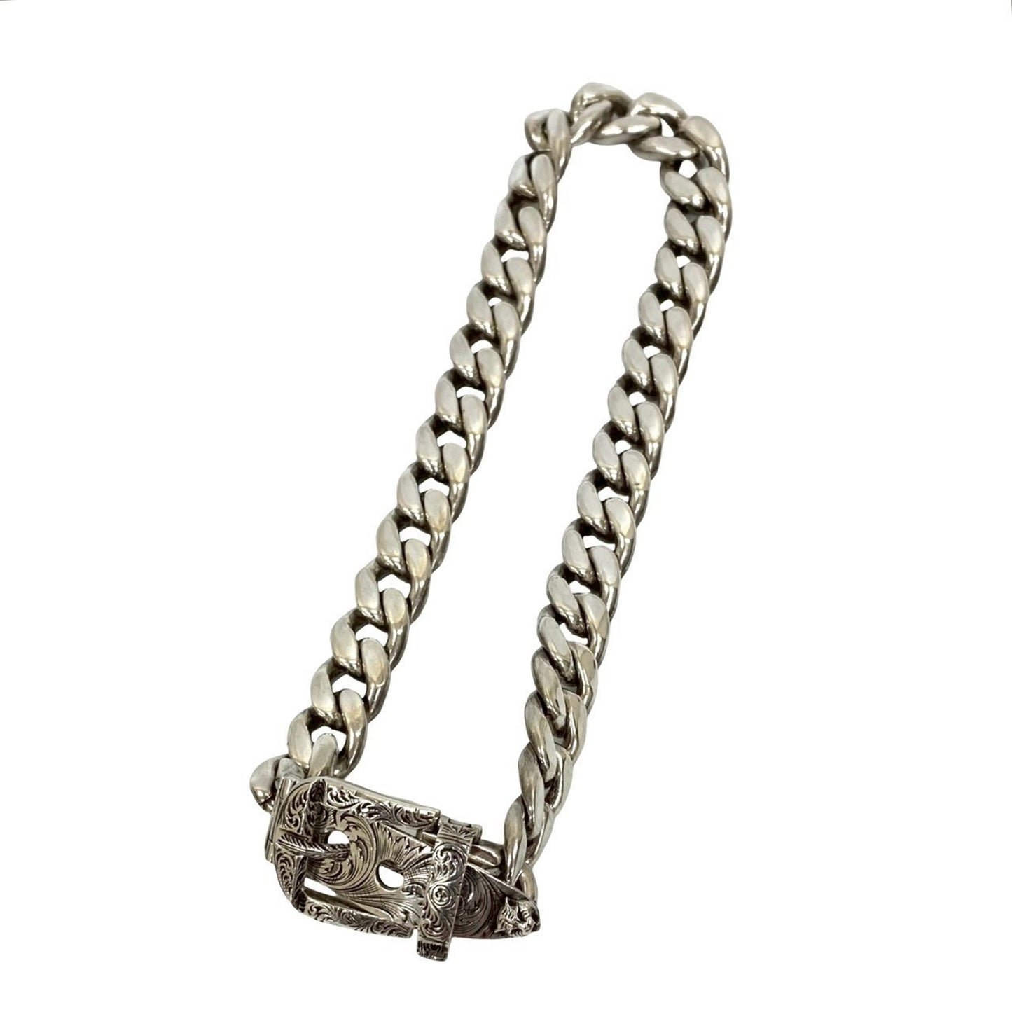 GUCCI Arabesque Cat Head Curb Chain Necklace in Sterling Silver (925) 68420
