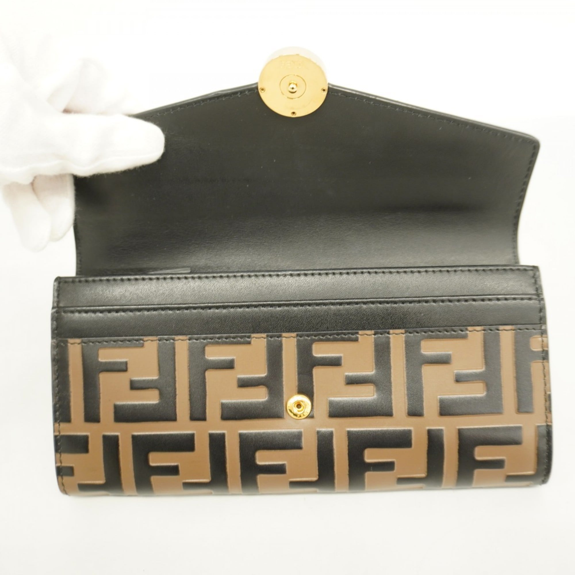 Fendi long wallet in Zucca leather brown and black for women