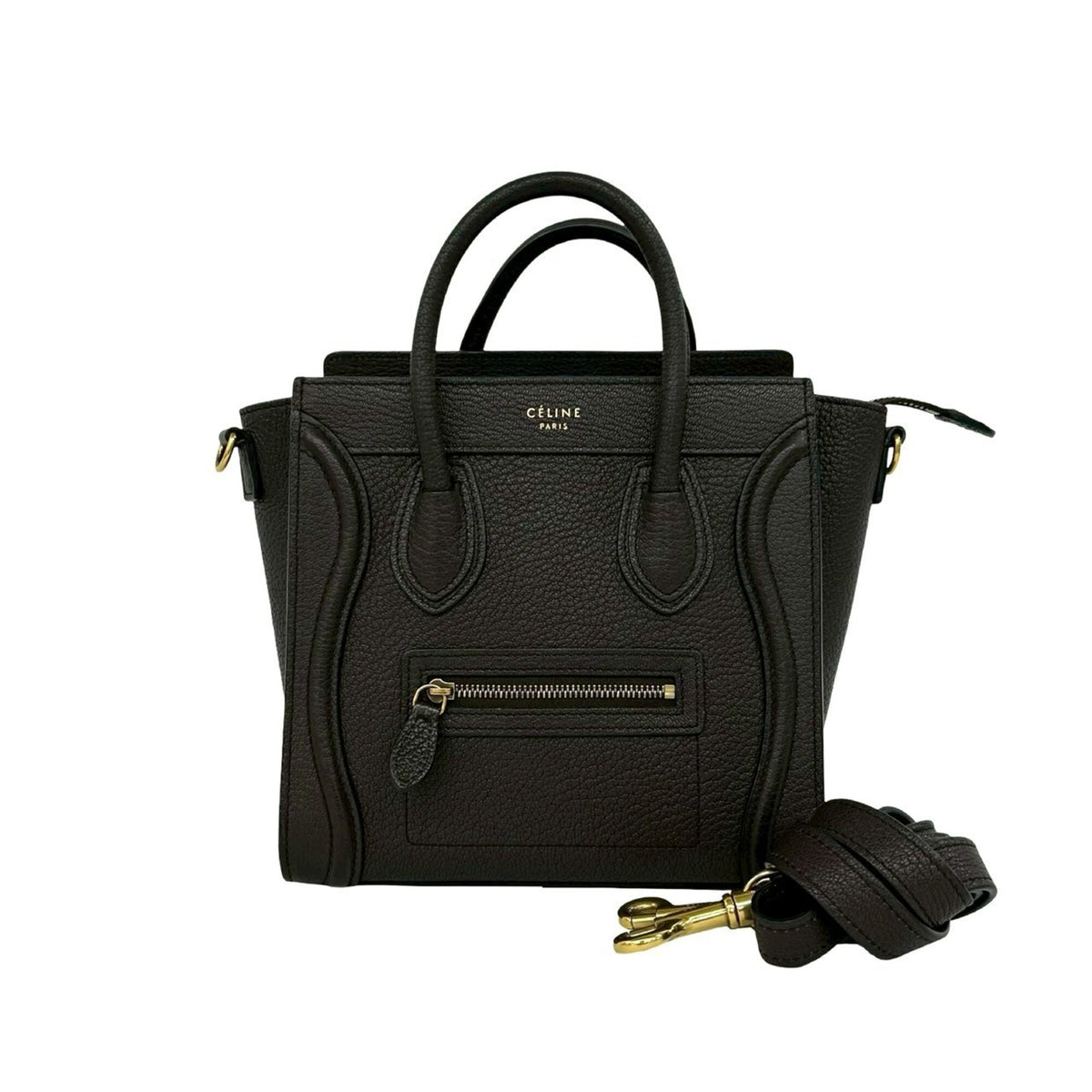 CELINE Luggage Nano Shopper Leather 2-way Handbag Shoulder Bag Mini Tote Brown 42681 — Like New