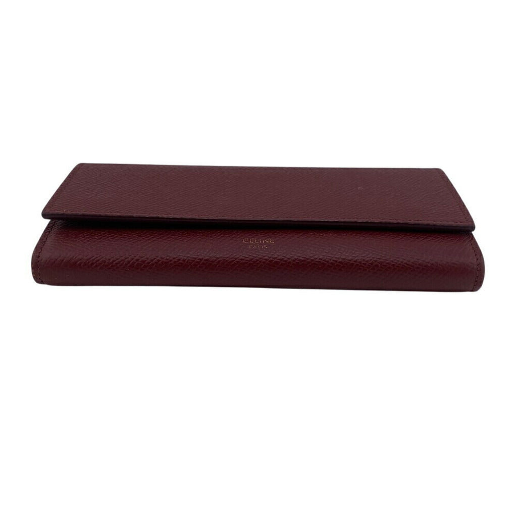 CELINE 10B563 BEL LARGE FLAP WALLET Long wallet Wine red Women's