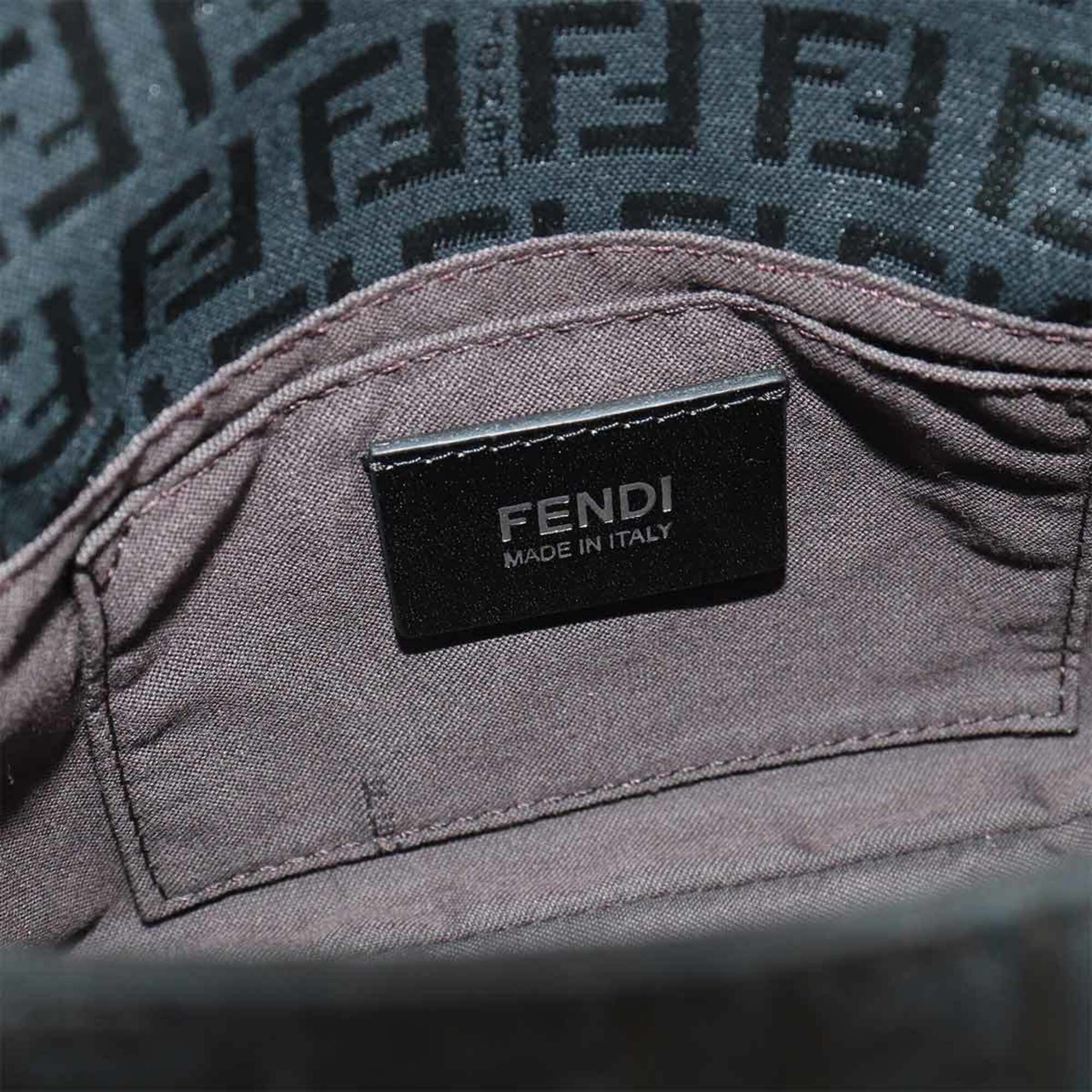 Fendi Zucchino Mini Mamma Baguette Shoulder Handbag, Canvas and Leather, Black, 8BR180, Gunmetal Hardware — New - Store Return