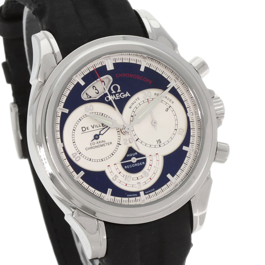 Omega De Ville Chronoscope Co-Axial Date Watch, Stainless Steel and Leather, Men's, 20230410