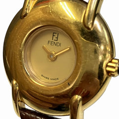 Fendi watch, total weight 21.8g, GP (gold plated) leather strap, quartz movement, beige dial, 400L — Good