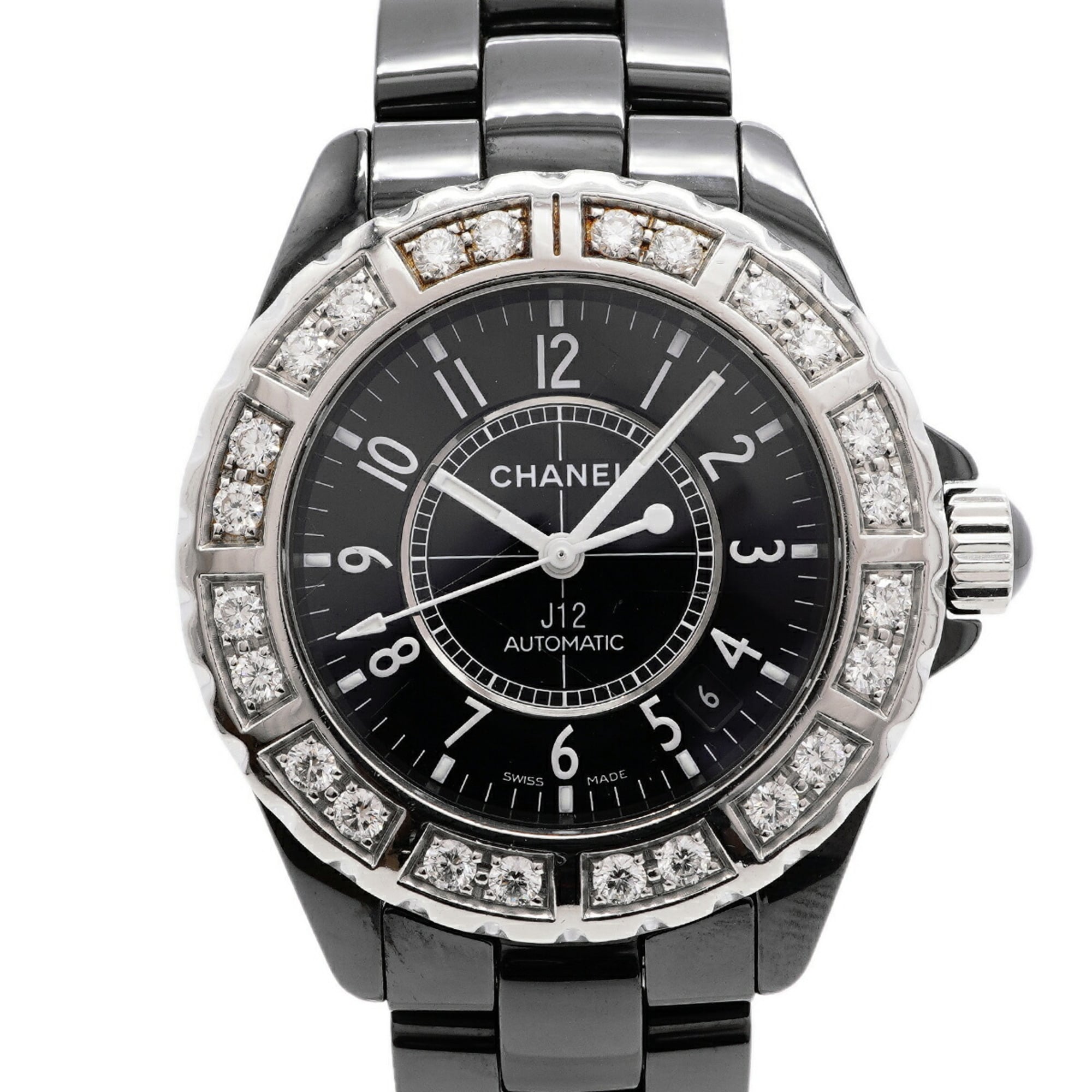 Chanel J12 Diamond Bezel H1174 Black Dial Men's Watch — Good