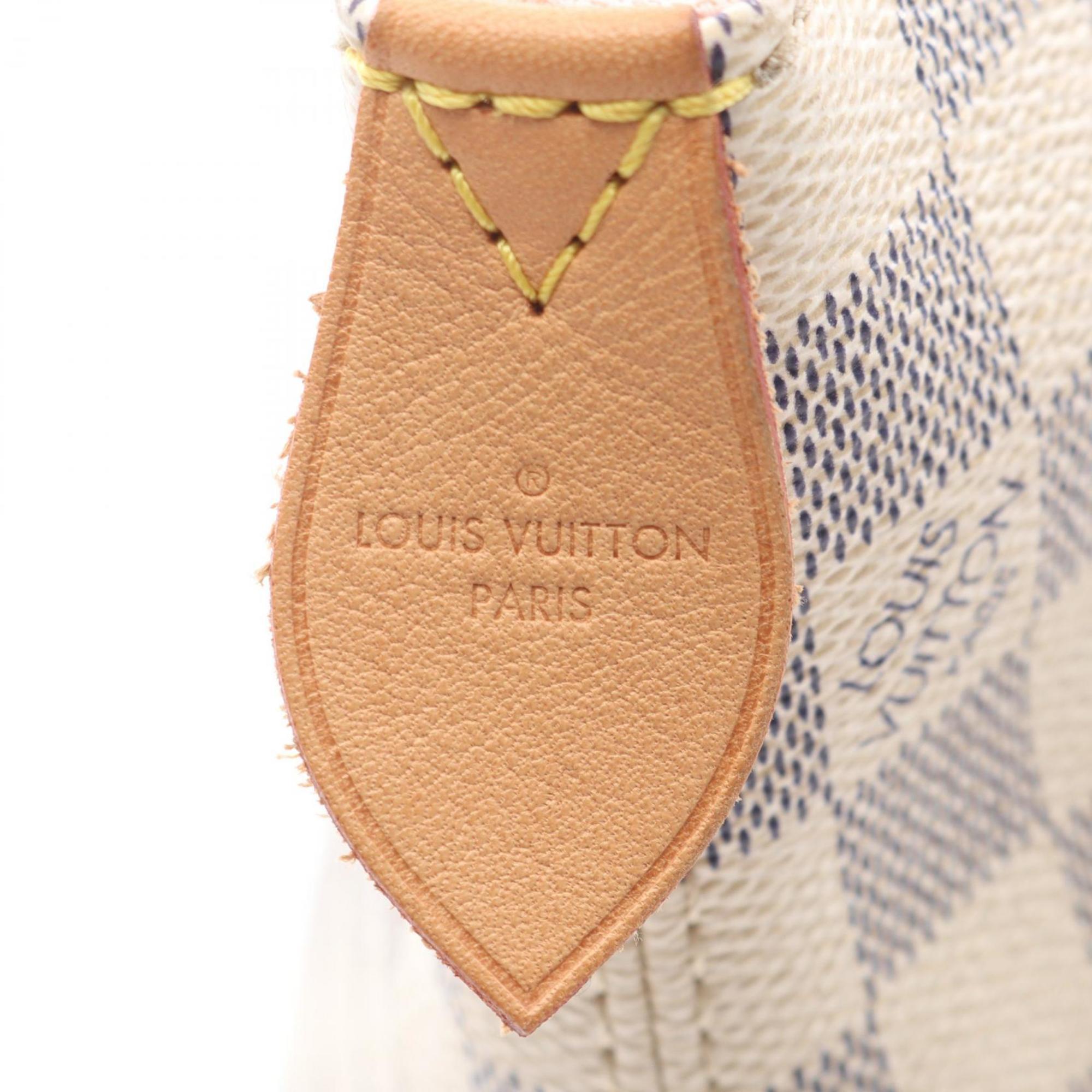 Louis Vuitton Iena PM Tote Bag, Handbag, Coated Canvas and Leather, Damier Azur, Women's, White, N44039