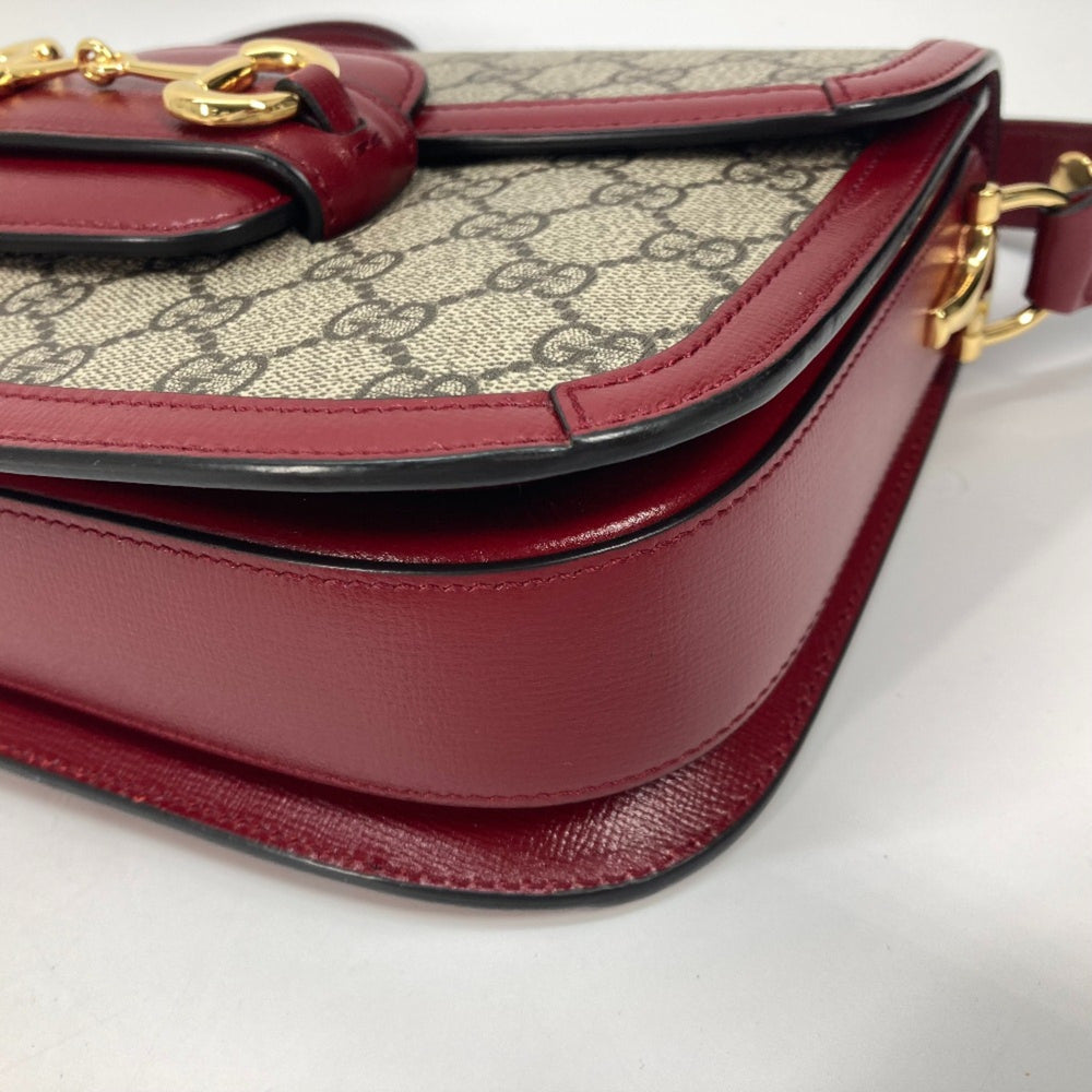 Gucci 602204 GG Supreme bag shawl Shoulder Bag Beige Red — Like New