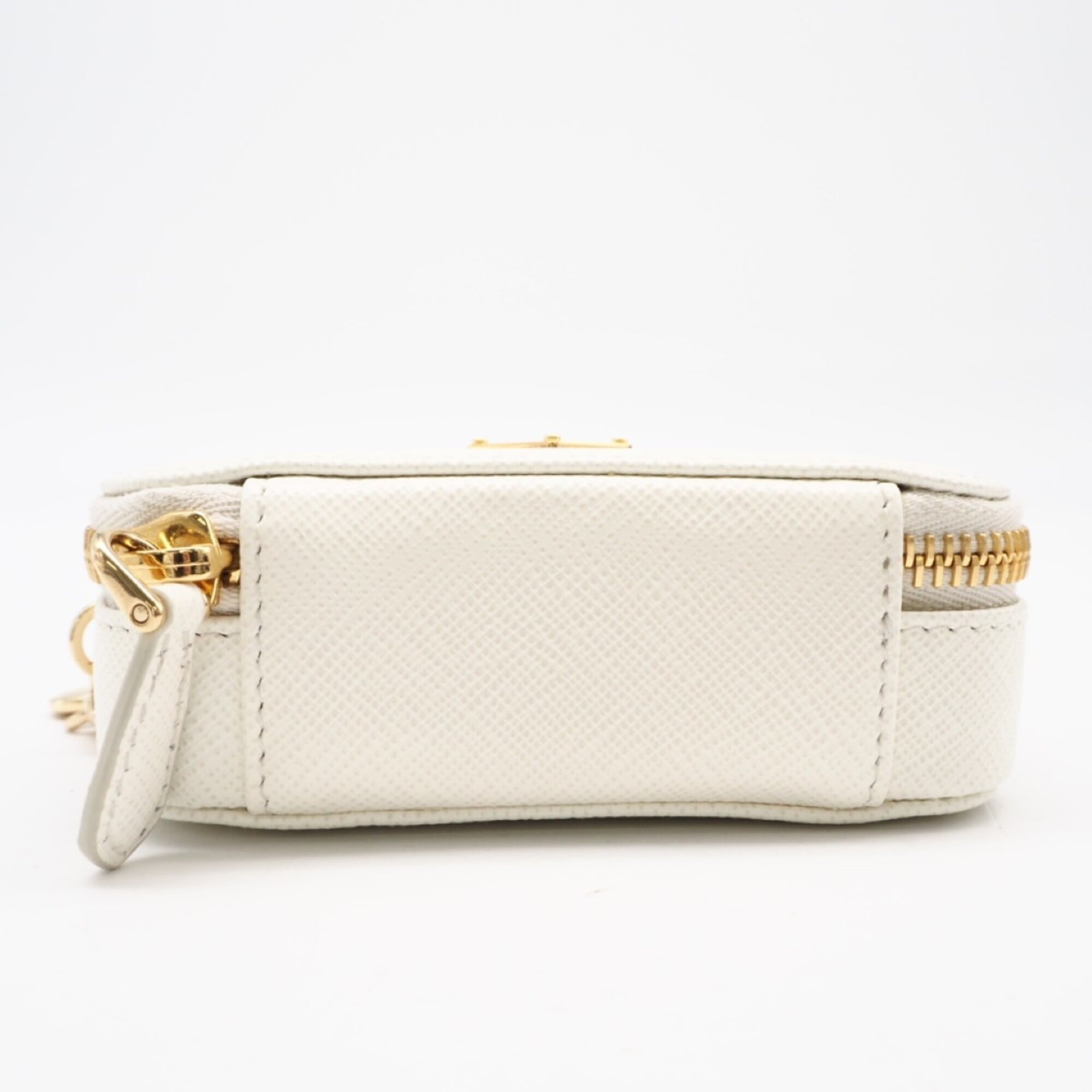 PRADA Saffiano Triangle Mini Pouch 1NR025 Shoulder Bag White Women's — New - Store Return