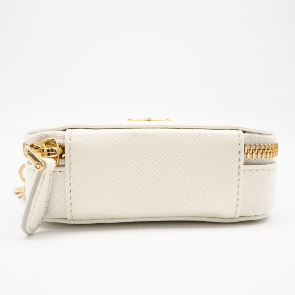 PRADA Saffiano Triangle Mini Pouch 1NR025 Shoulder Bag White Women's — New - Store Return
