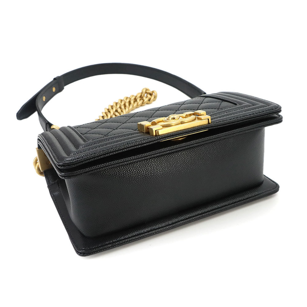 Chanel Boy Small Chain Shoulder Handbag, Caviar Leather, Black, A67085, Gold Hardware — New - Store Return