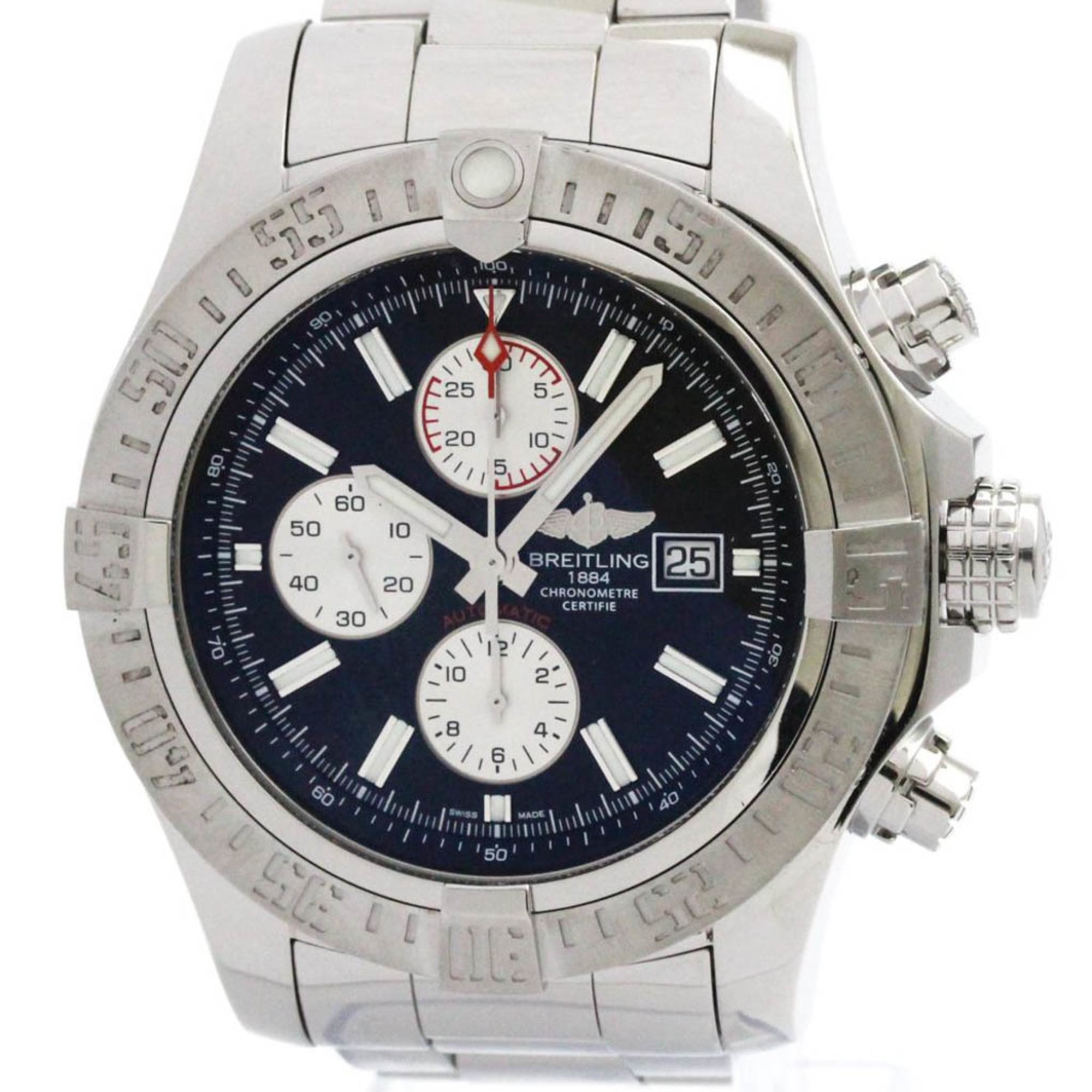 BREITLING Super Avenger ll Chronograph Steel Mens Watch A13371 Polished — Very Good